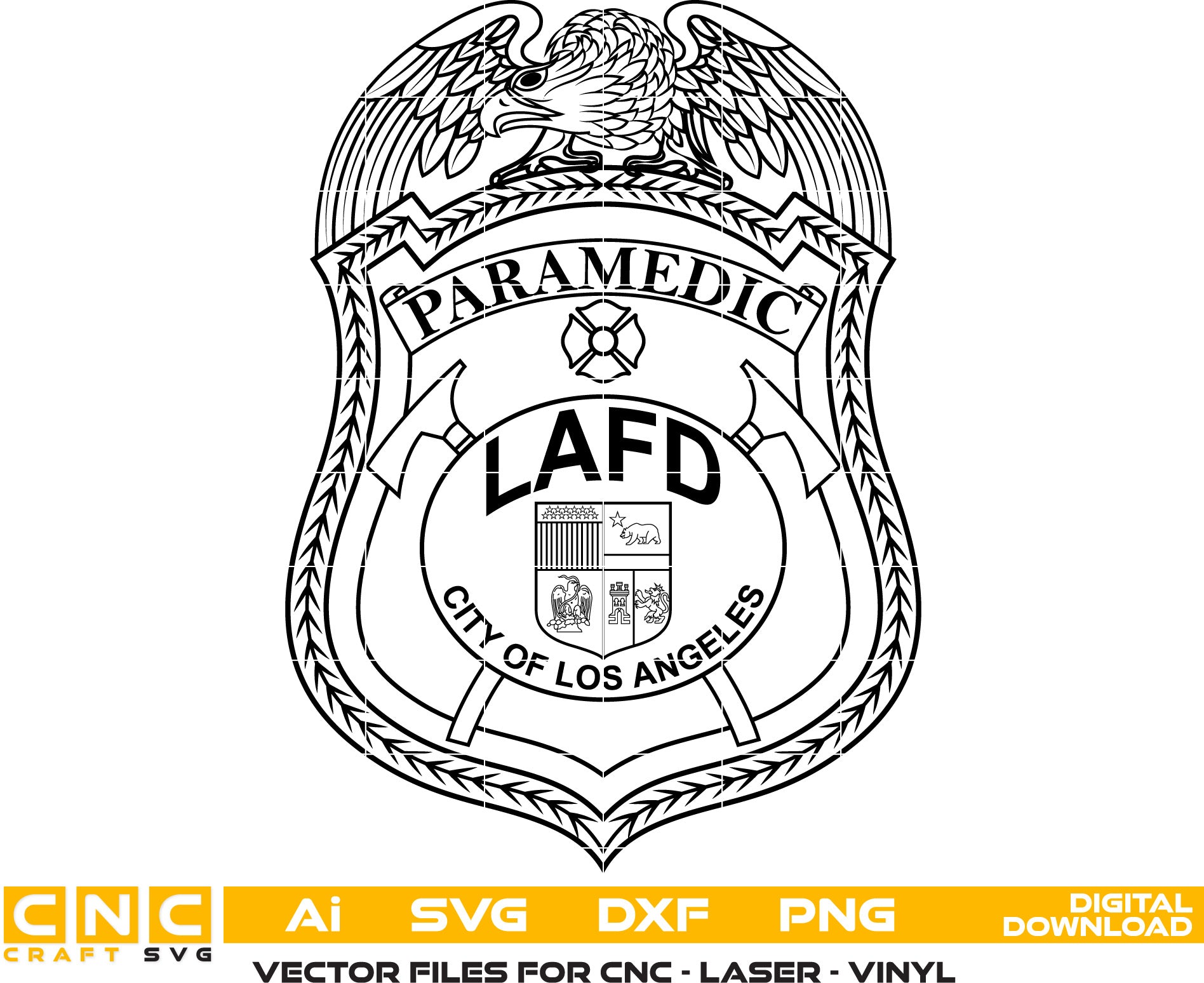 City of Los Angeles Firefighter Paramedic Badge - Laser Engraving & Woodworking