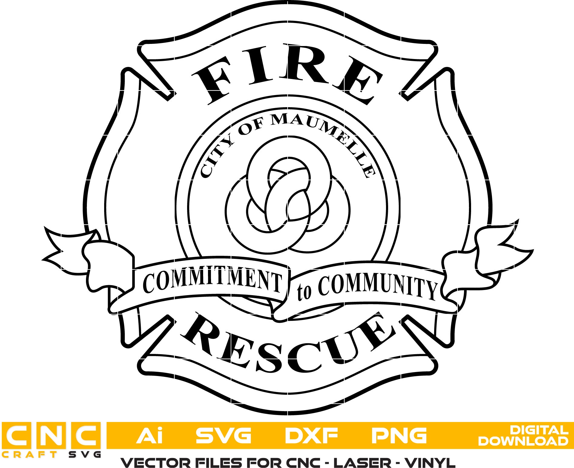 City of Maumelle Fire Rescue Badge Vector Art, Ai,SVG, DXF, PNG, Digital Files for Laser Engraving, Woodworking & Printing