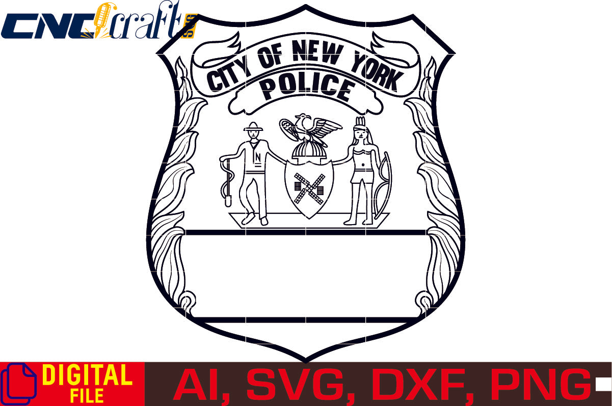 City of New York Police Badge vector file for Laser Engraving, Woodworking, CNC, Cricut, Ezecad etc.