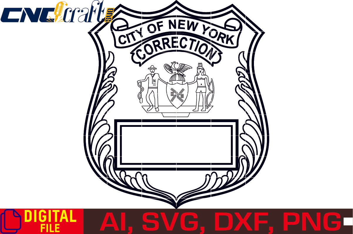 City of New york Correction Officer Badge vector file for Laser Engraving, Woodworking, CNC Router, Cricut, Ezecad etc.