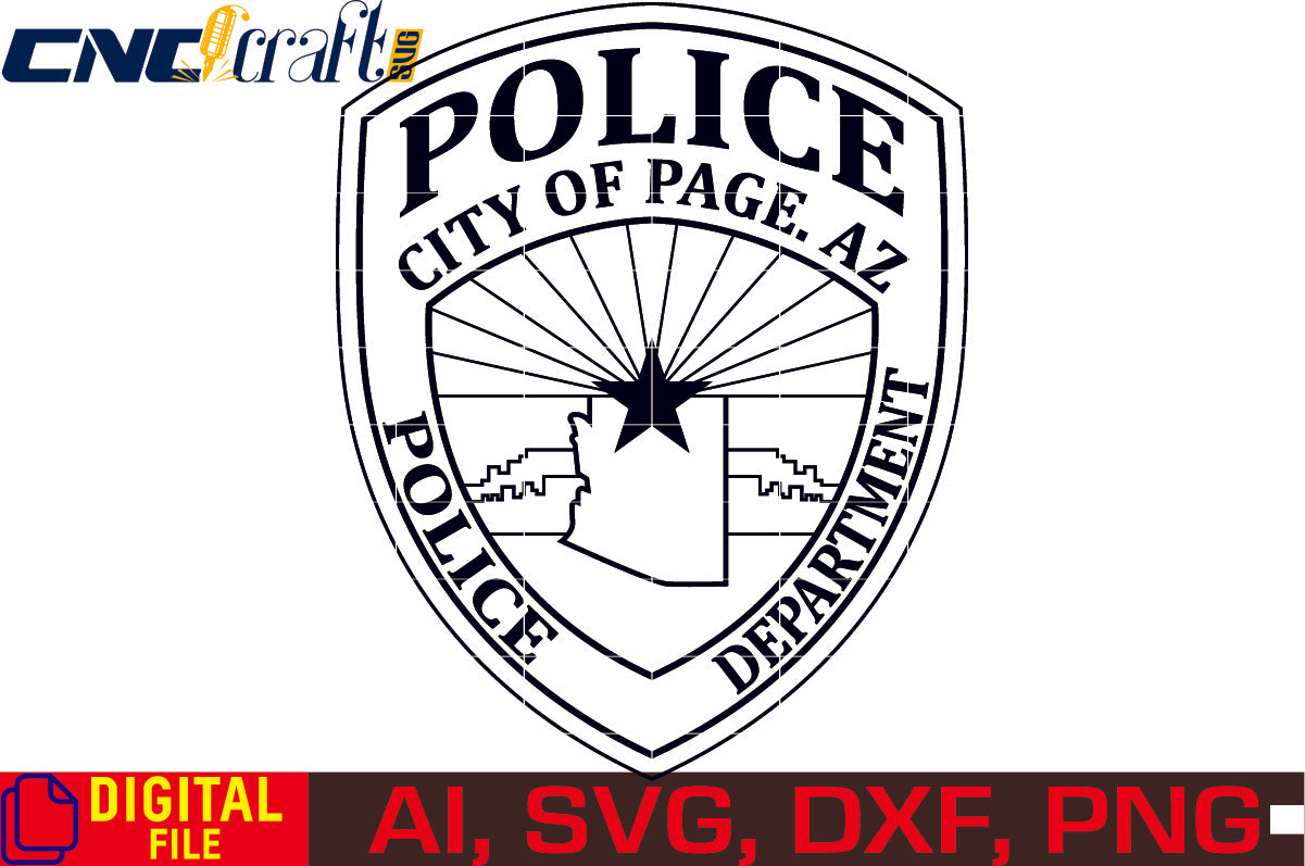 City of Page AZ Police Department Logo vector file for Laser Engraving, Woodworking, CNC Router, vinyl, plasma, Xcarve, Vcarve, Cricut, Ezecad etc.
