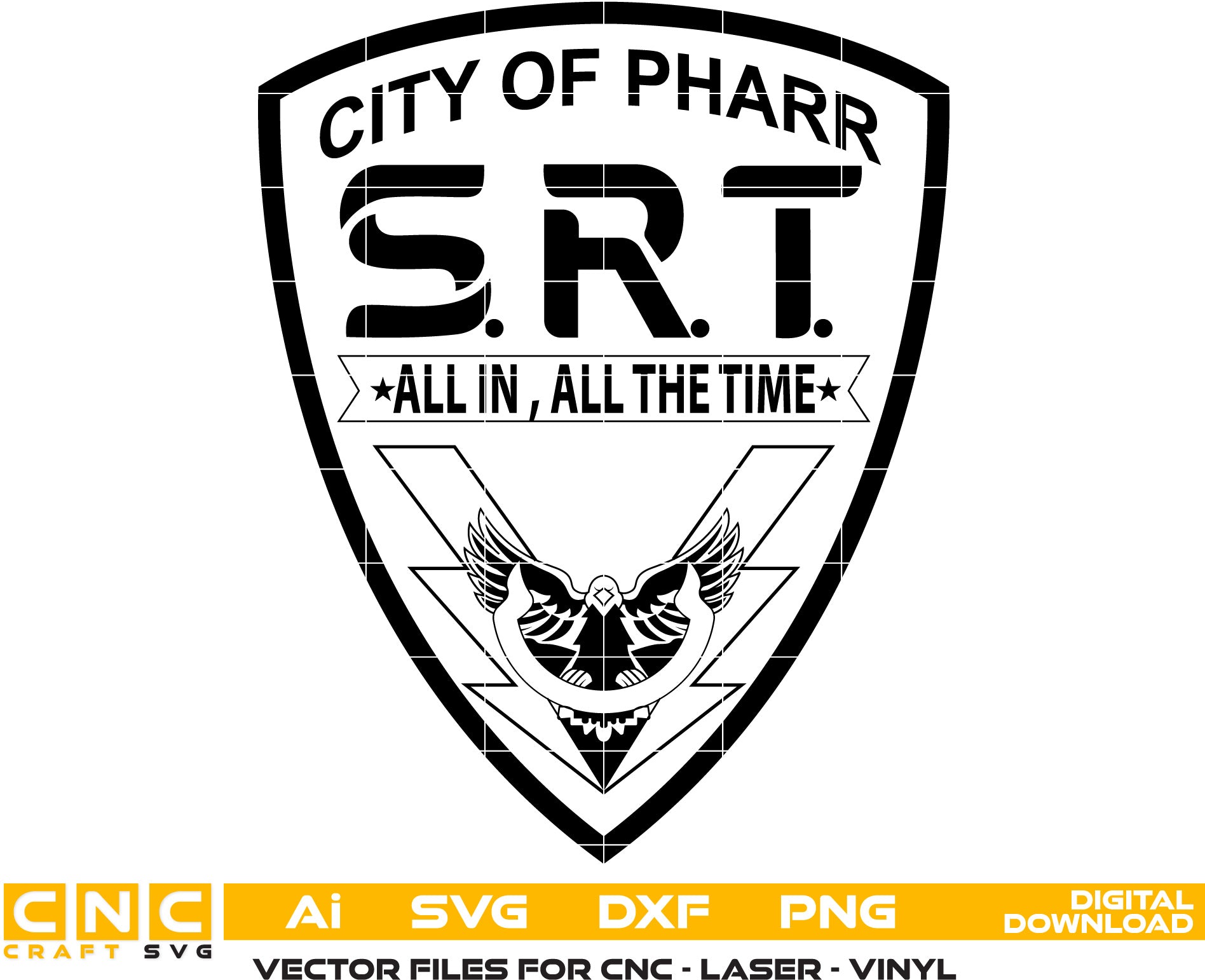 City of Pharr Police Logo Vector Art, Ai,SVG, DXF, PNG, Digital Files for Laser Engraving, Woodworking & Printing