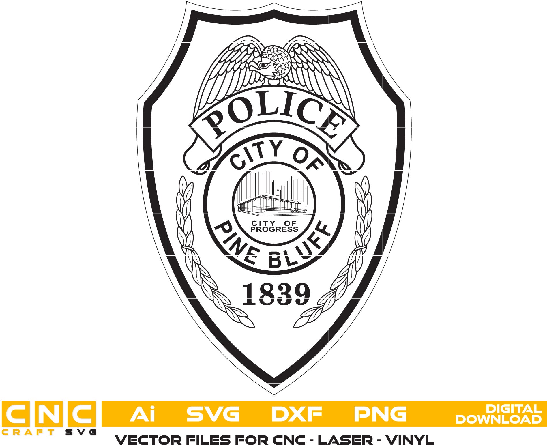 City of Pine Bluff Police Badge, Police logo, Pine Bluff Vector art, Digital File