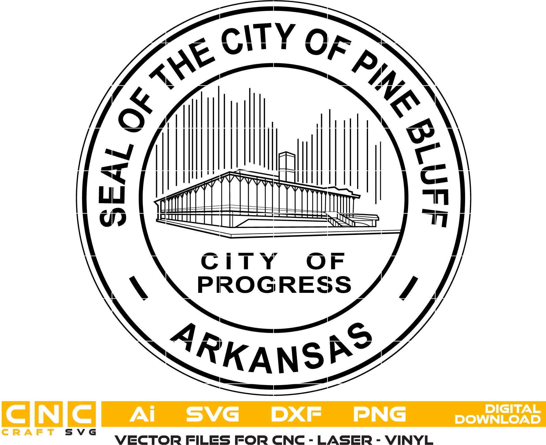 City of Pine Bluff Seal, Pine Bluff Logo, Pine Bluff vector art, Digital File