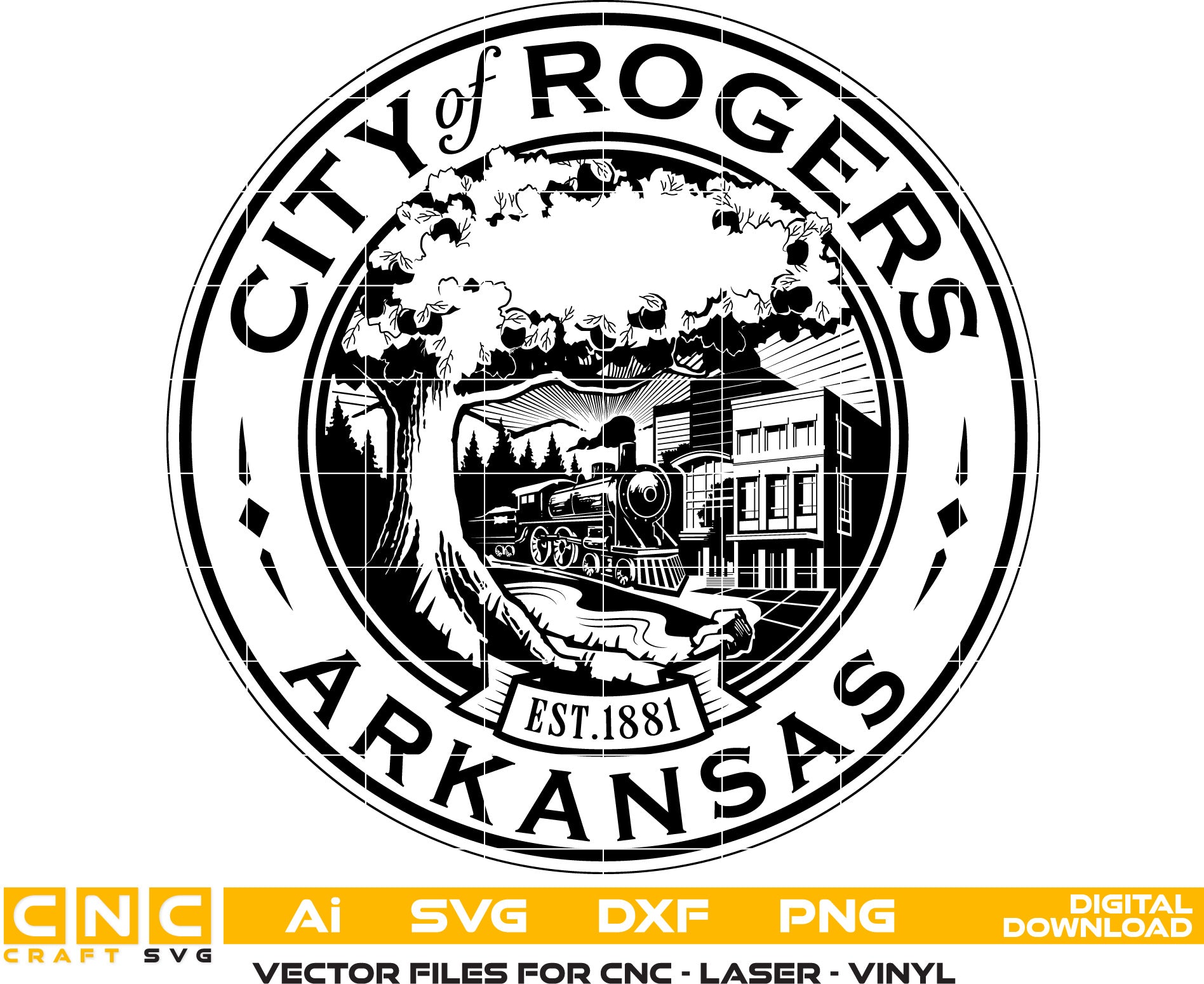 City of Rogers Seal, Arkansas Seal Vector Art, Rogers logo, Digital File