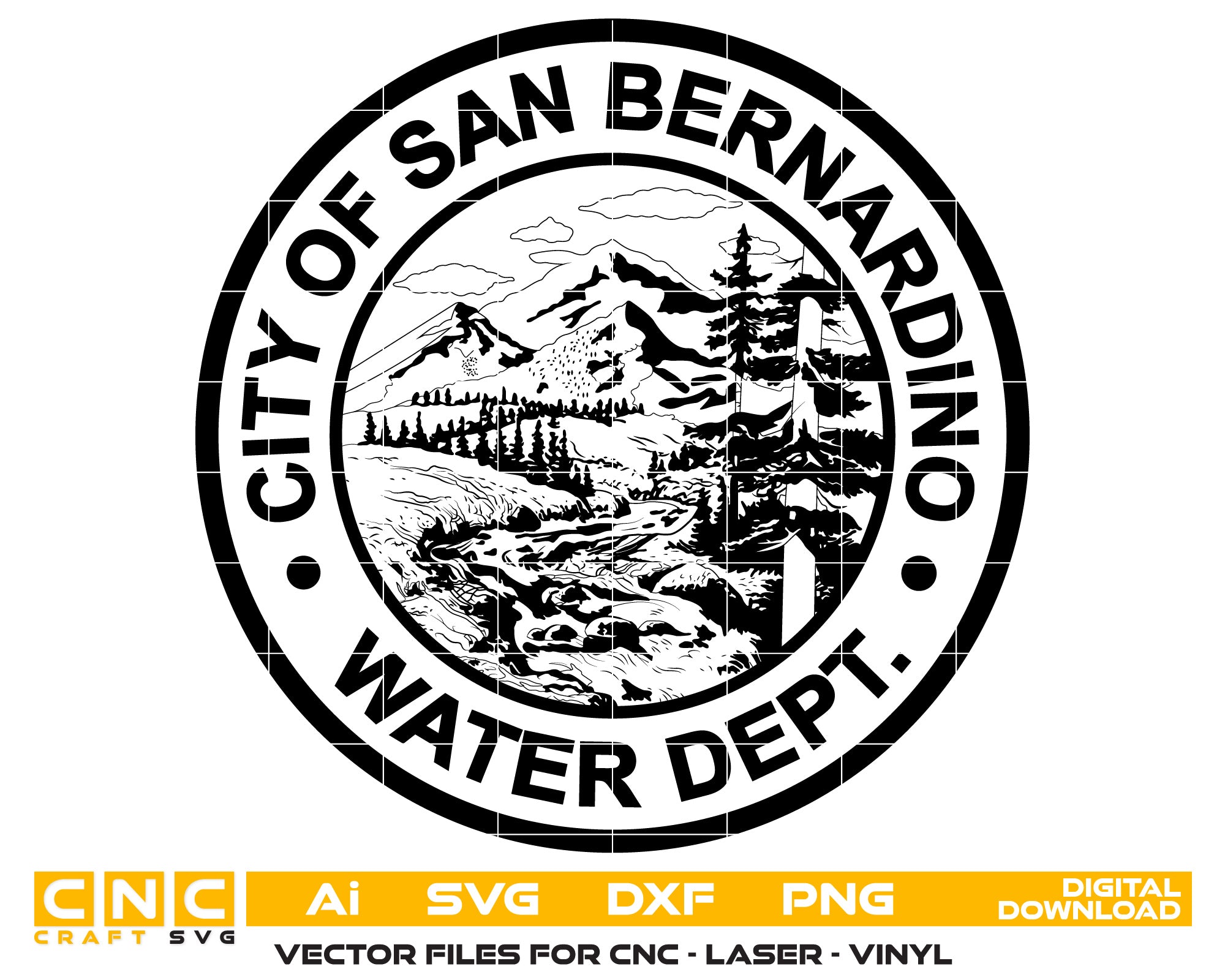 City of San Bernardino Vector Art, Ai,SVG, DXF, PNG, Digital Files