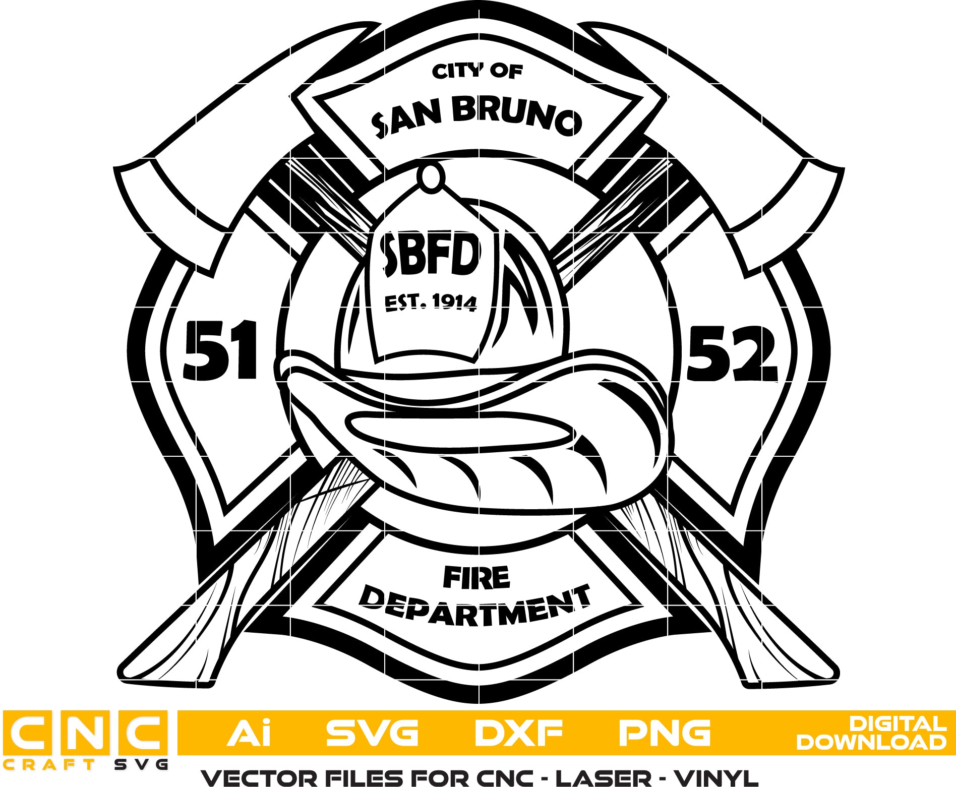 City of San Bruno Fire Dept Badge Vector art Digital file