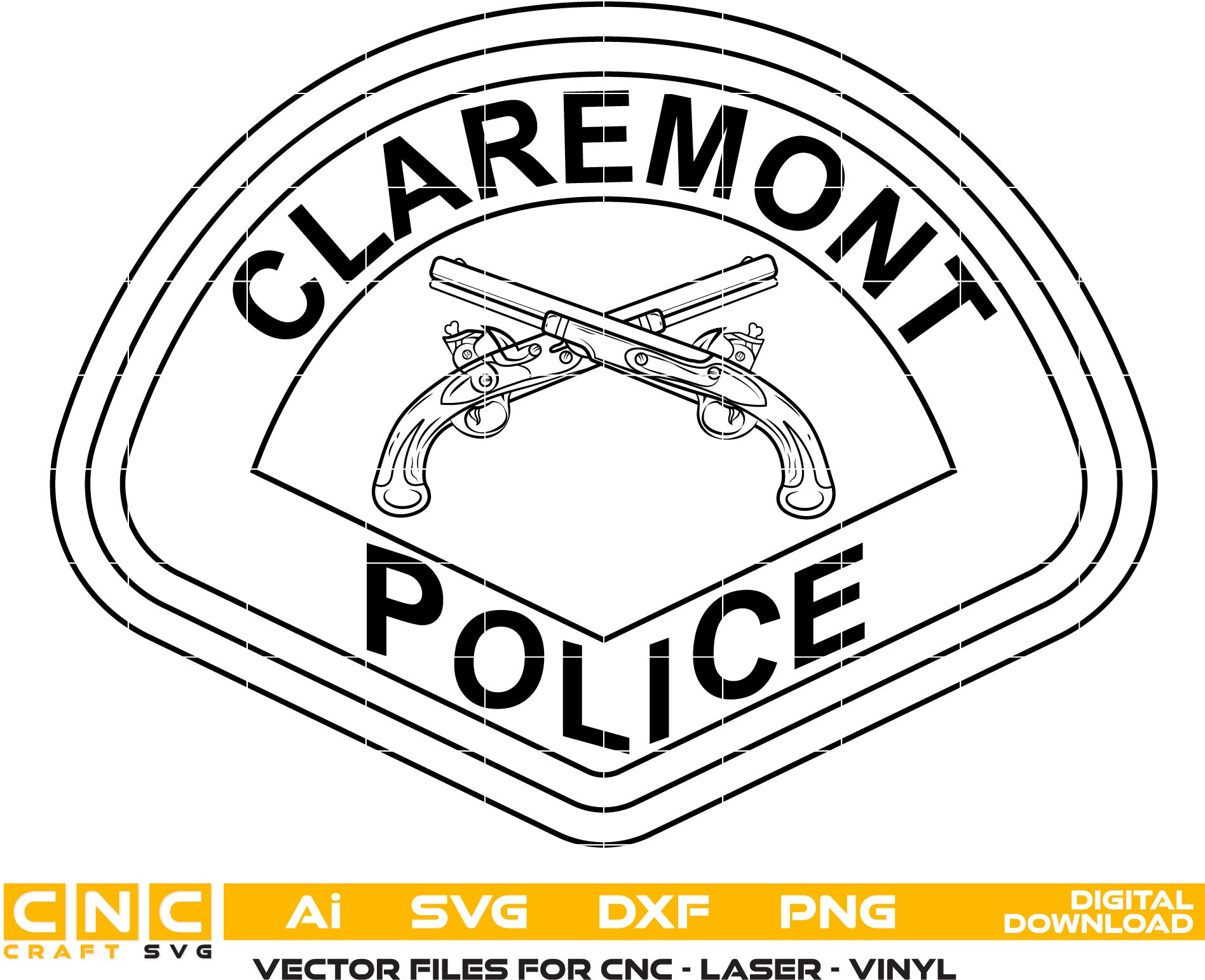 Claremont Police Vector Art, Ai,SVG, DXF, PNG, Digital Files