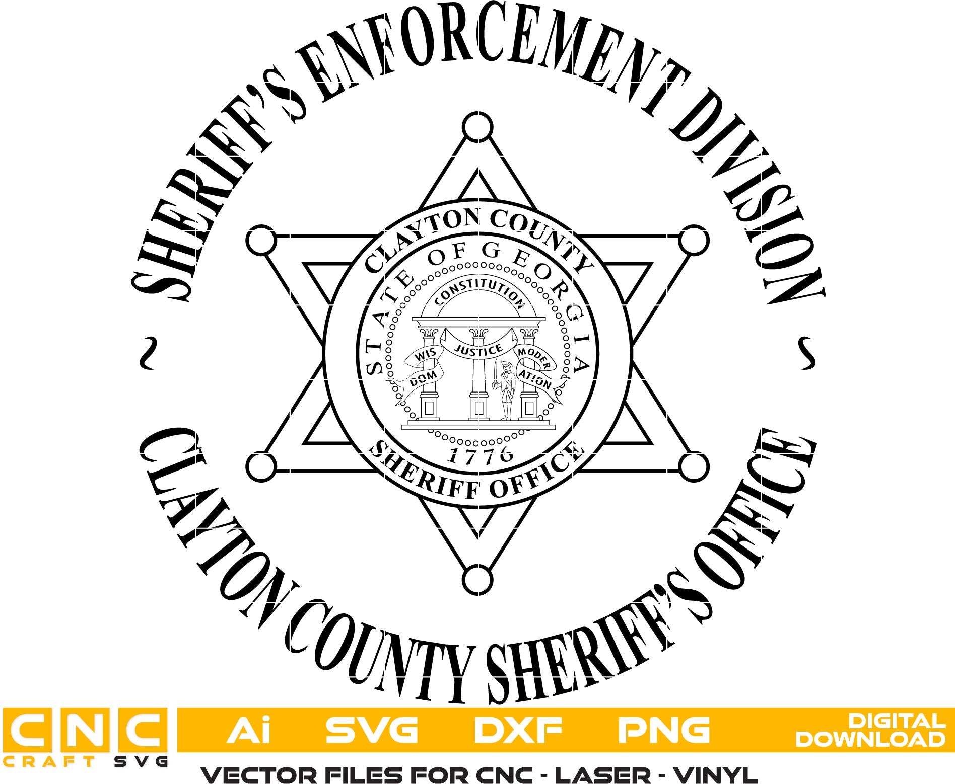 Clayton County Sheriff's Enforcement Division Badge, Sheriff's Enforcement vector art, Digital File