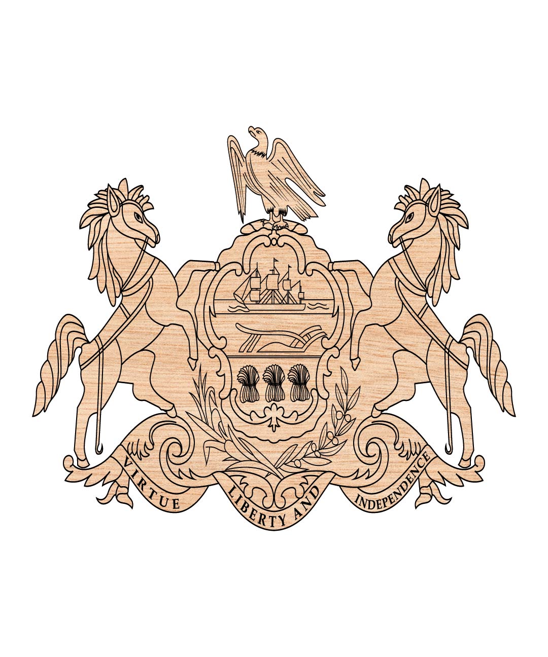 Coat of Arms of Pennsylvania SVG, Pennsylvania State Coat of Arms Vector, PA State Emblem SVG, Government Coat of Arms Vector, State Seal Design, Engraving State Emblem