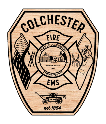 Colchester Fire Department Badge SVG, Colchester Firefighter Badge Vector, Colchester Fire Emblem SVG, Fire Department Badge Colchester, Firefighter Badge Vector