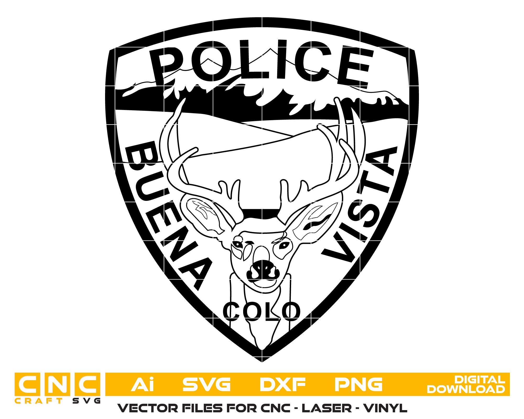 Colorado Buena Vista Police Badge SVG | Law Enforcement Vector File for CNC, Laser & Crafts