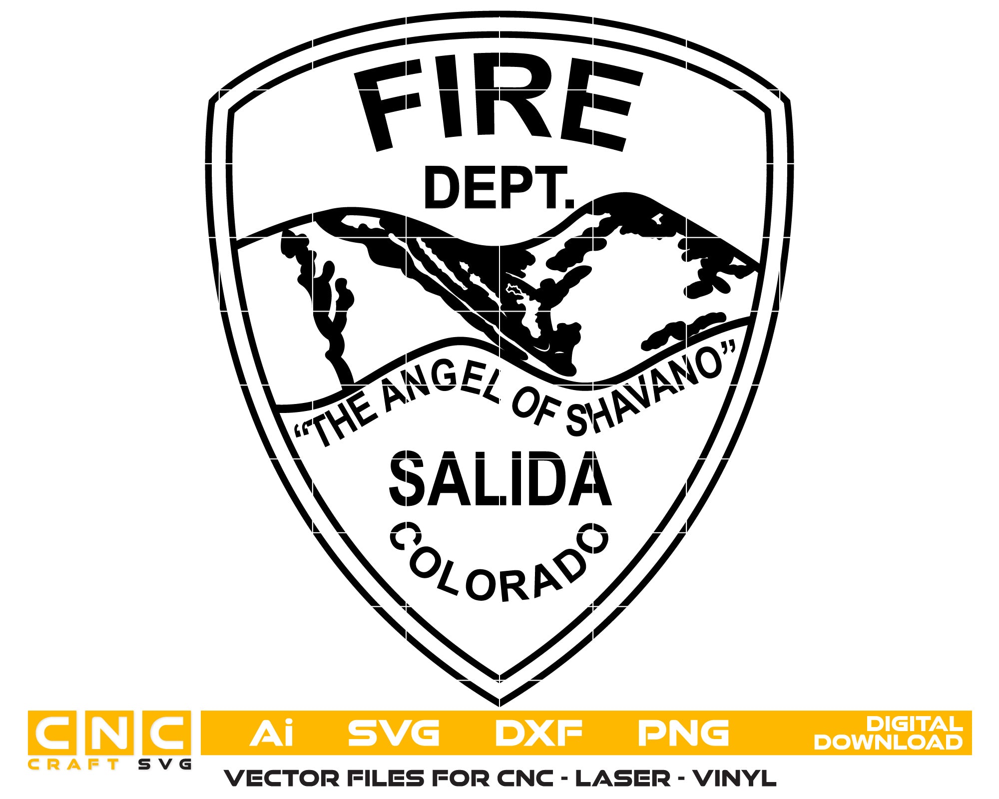 Colorado Salida Fire Dept Badge Vector Art, Ai,SVG, DXF, PNG, Digital