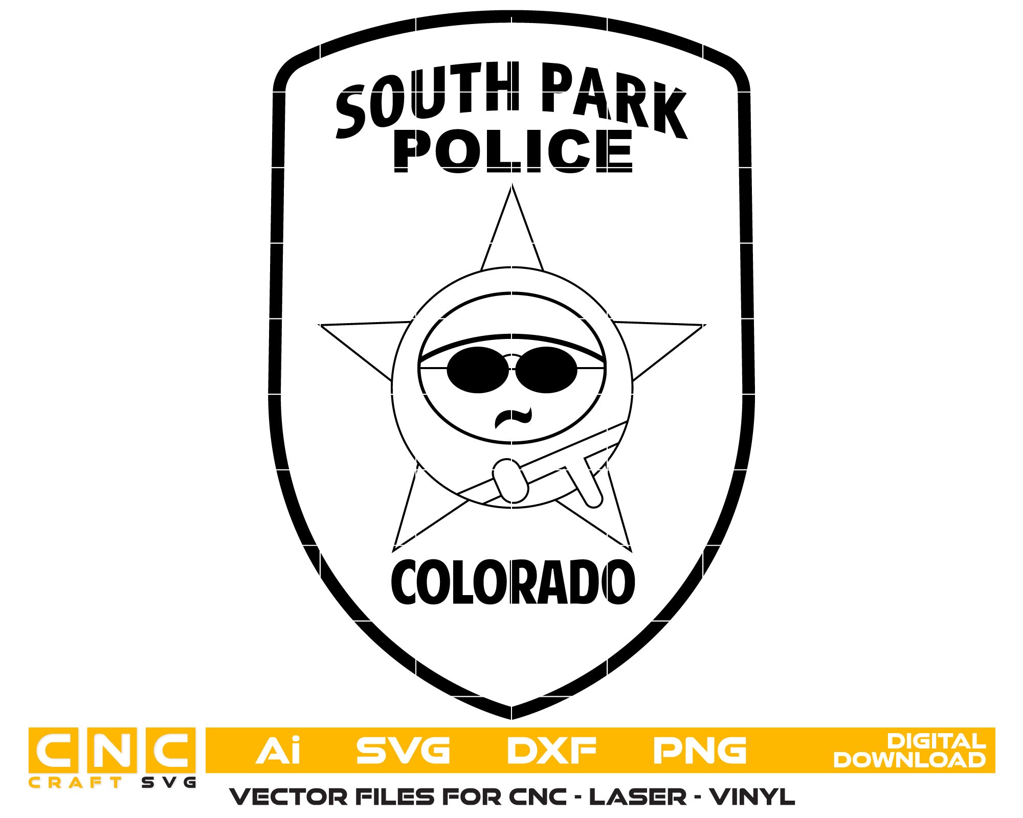 Colorado South Park Police Badge SVG | Vector Law Enforcement Design for CNC & Printing