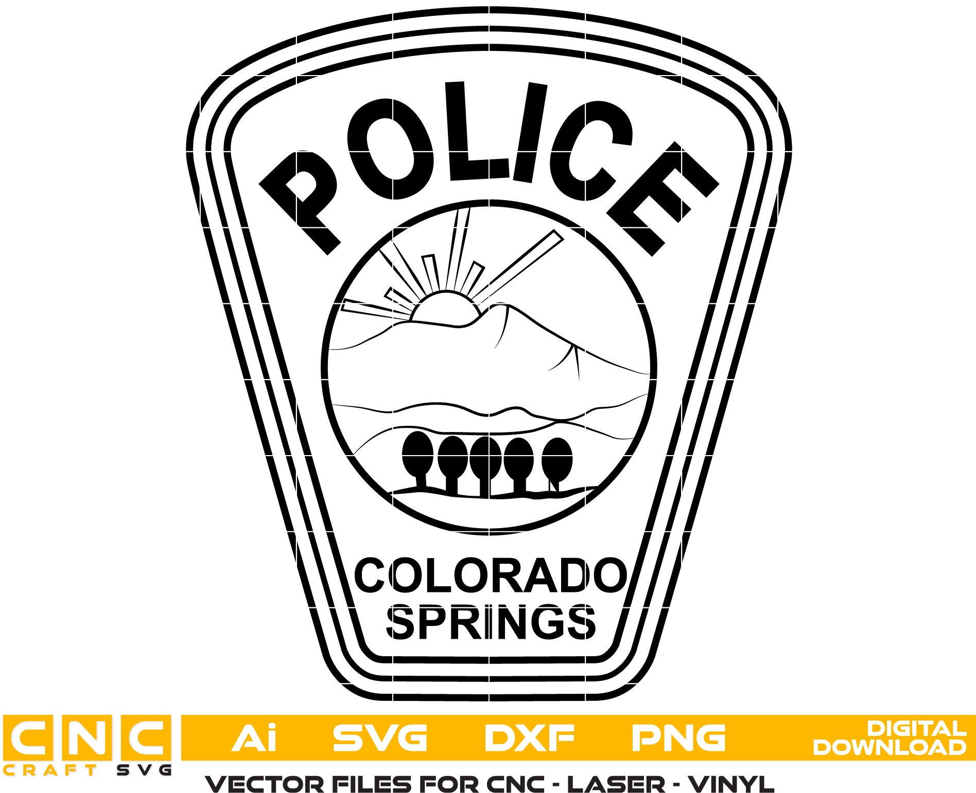 Colorado Springs Police Logo Vector Art, Ai,SVG, DXF, PNG, Digital Files