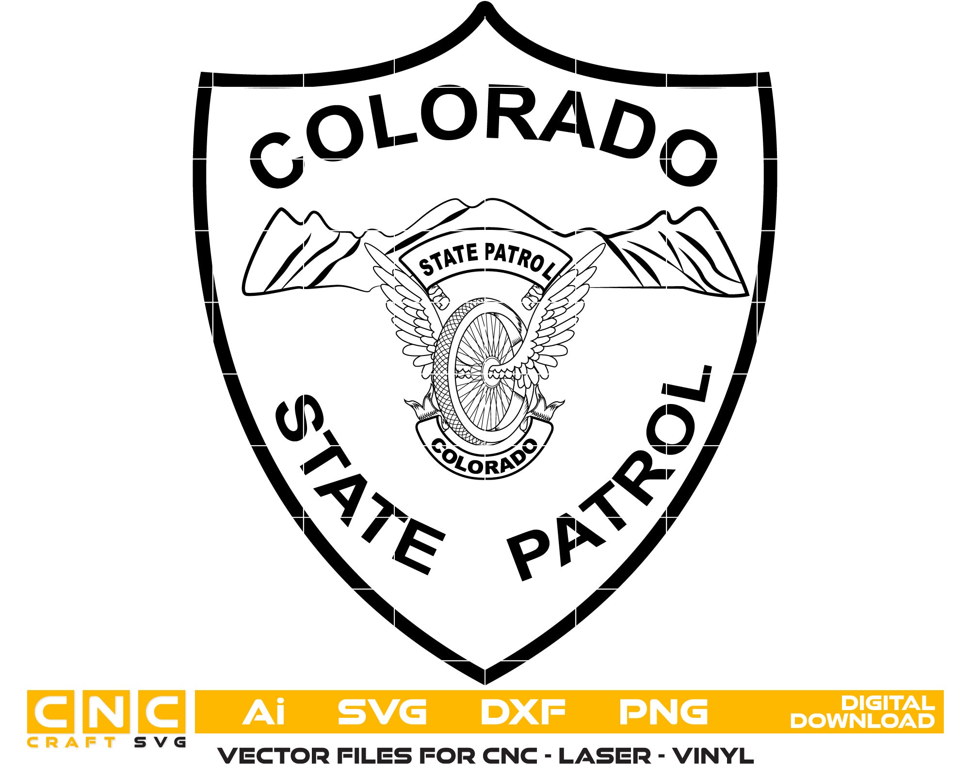 Colorado State Patrol Badge Vector Art, Ai,SVG, DXF, PNG, Digital Files