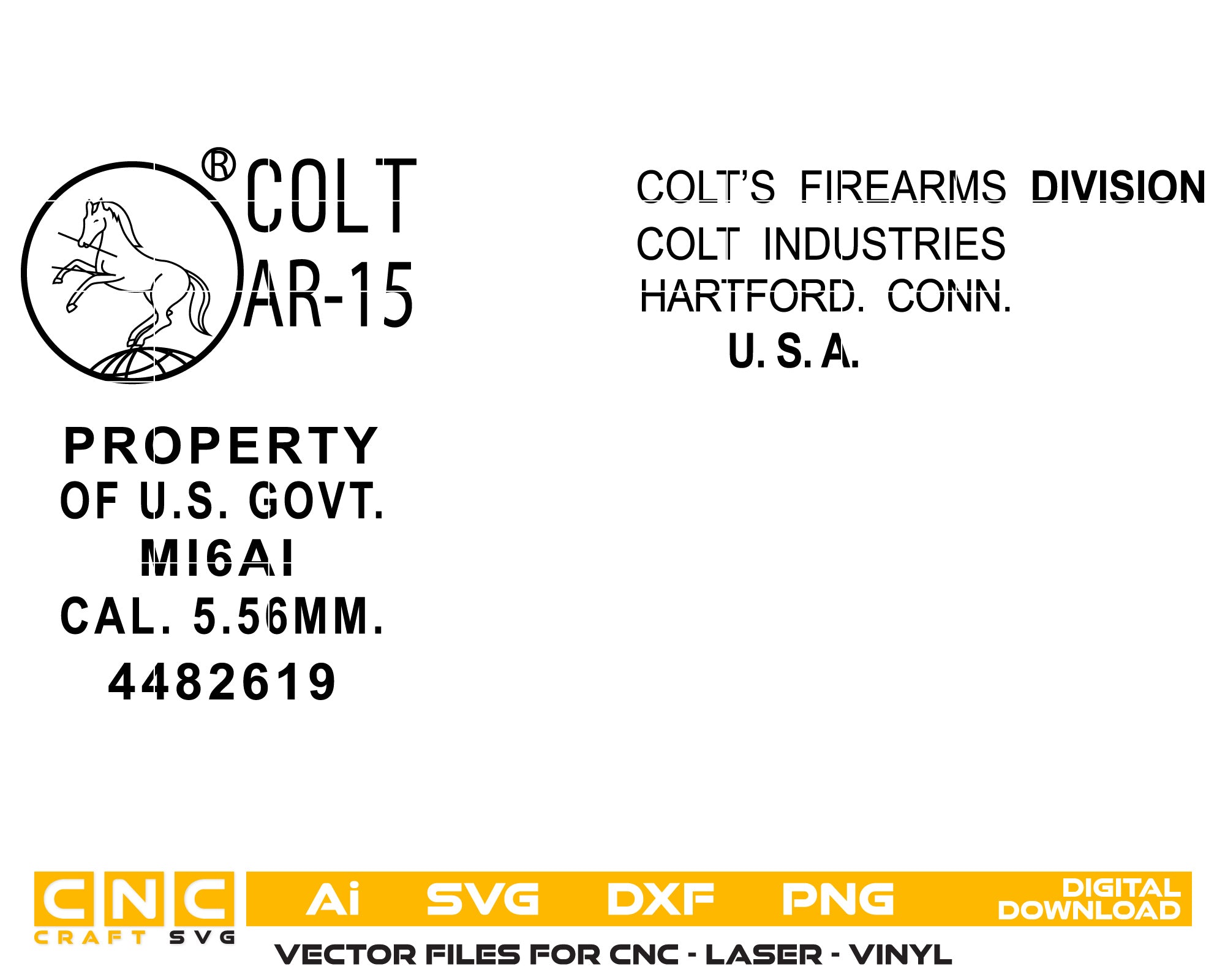 Colt Logo Vector File Colt AR 15 text logo Vector Art, Ai,SVG, DXF, PNG, Digital Files