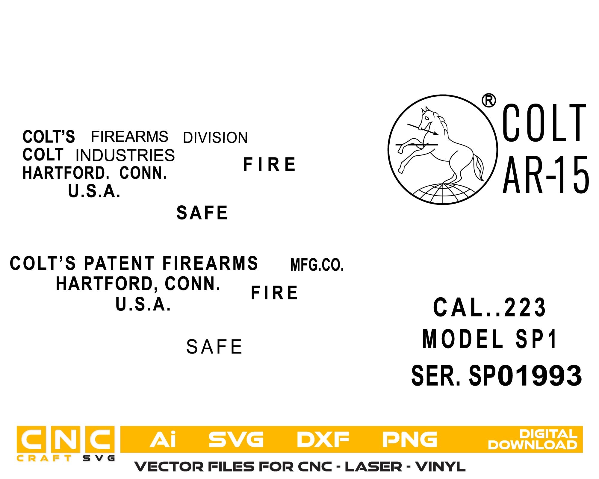 Colt AR-15 Logo SVG, AR15 Vector File, Colt Firearm Logo SVG, AR-15 Emblem Vector, Gun Logo Design, Colt Rifle SVG