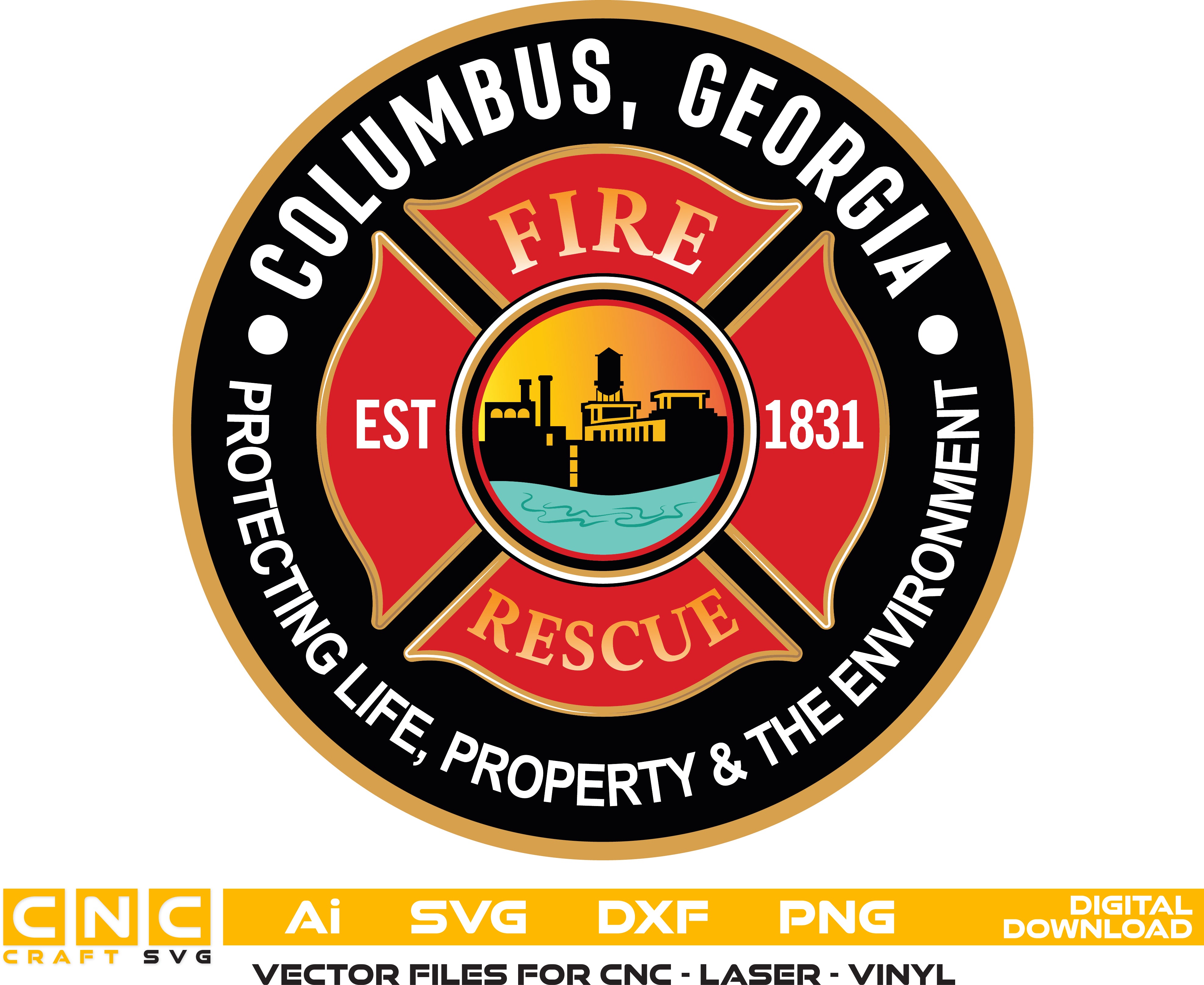 Columbus, Georgia Fire Rescue Badge Color File
