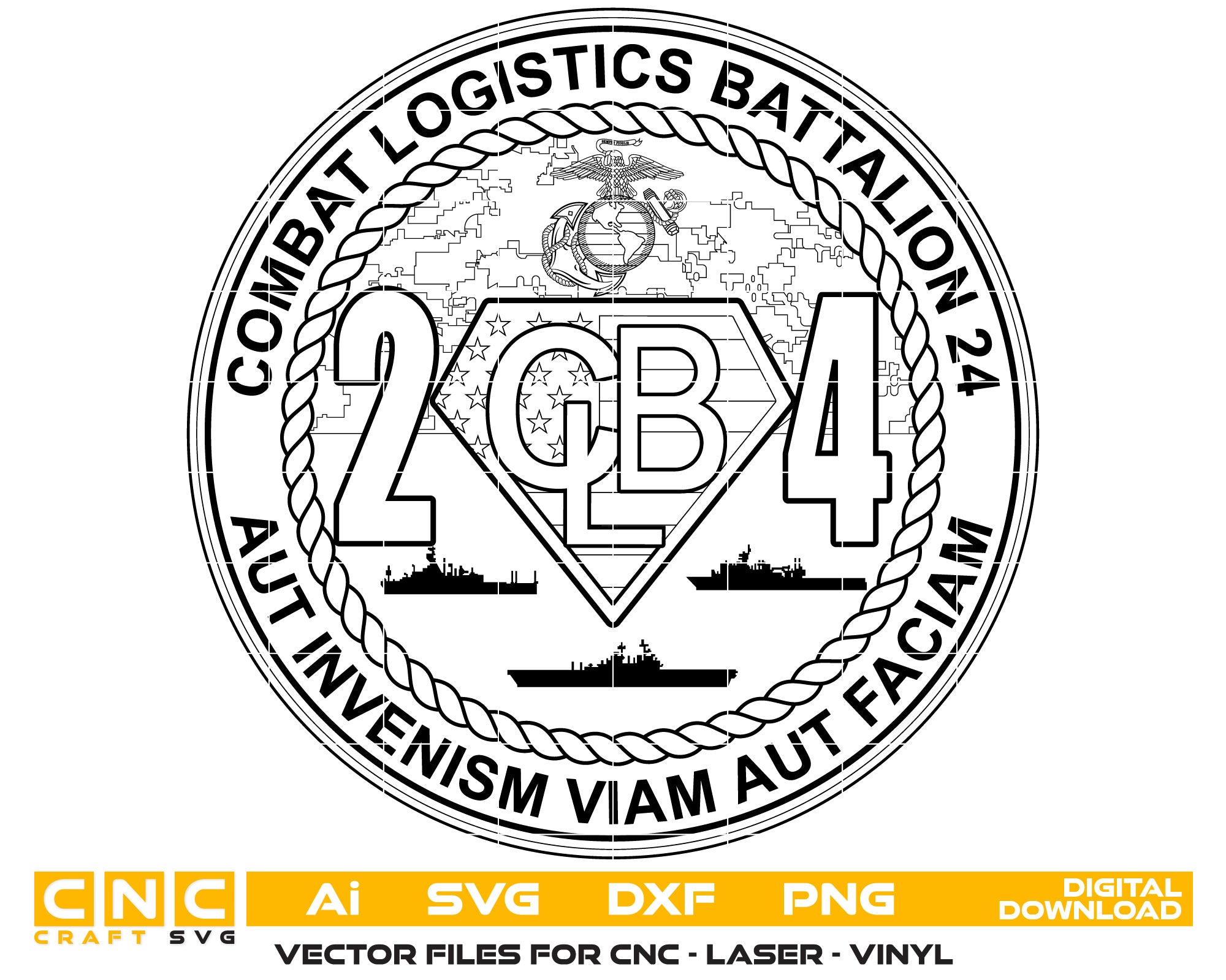 Combat Logistics Battalion 24 Vector Art, Ai,SVG, DXF, PNG, Digital Files