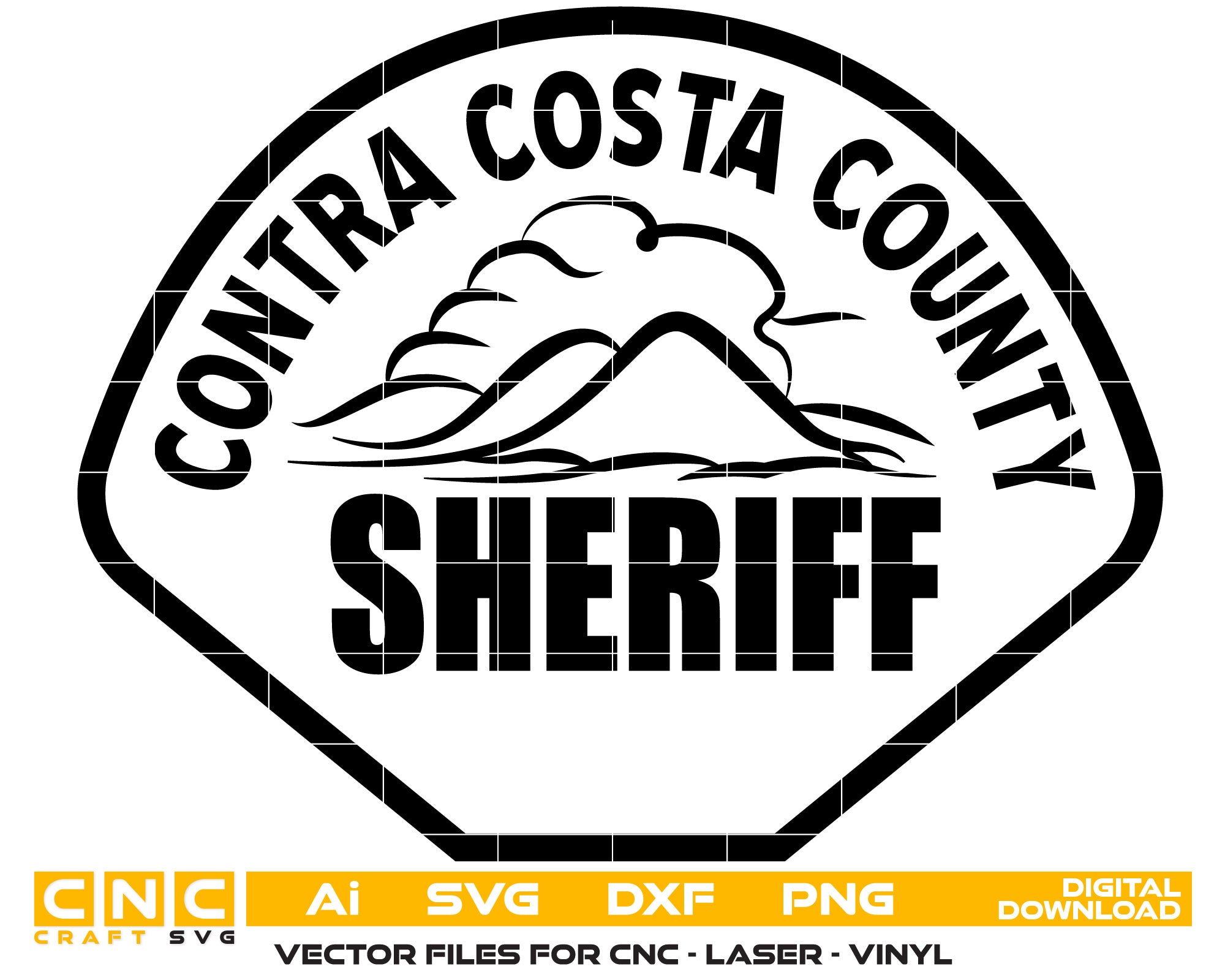 Contra Costa County Sheriff Badge Vector art Svg, Dxf, Jpg, Png, and Ai files For laser engraving, woodworking, acrylic painting, and all printing machines.