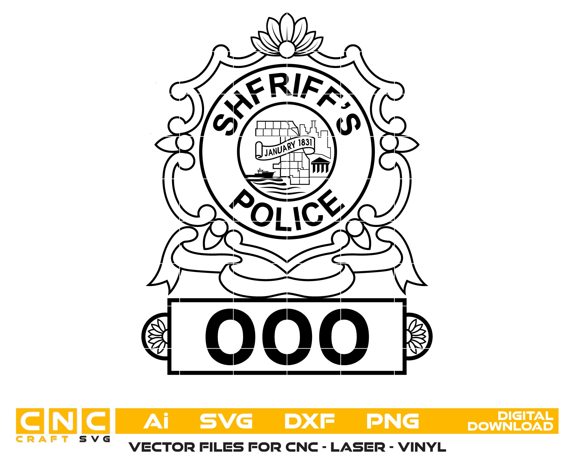 Cook County Sheriff’s Police Badge SVG, Illinois Sheriff Badge Vector, Cook County Police Logo SVG, Law Enforcement Badge Vector, Sheriff Emblem SVG, Police Badge Design