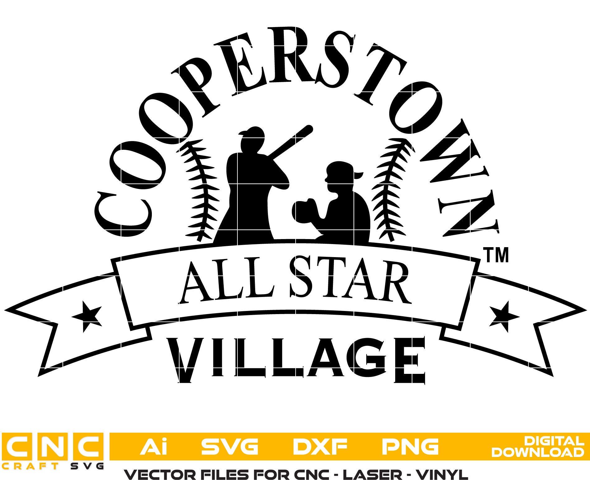Cooperstown Village Seal Vector Art, Ai,SVG, DXF, PNG, Digital Files for Laser Engraving, Woodworking & Printing
