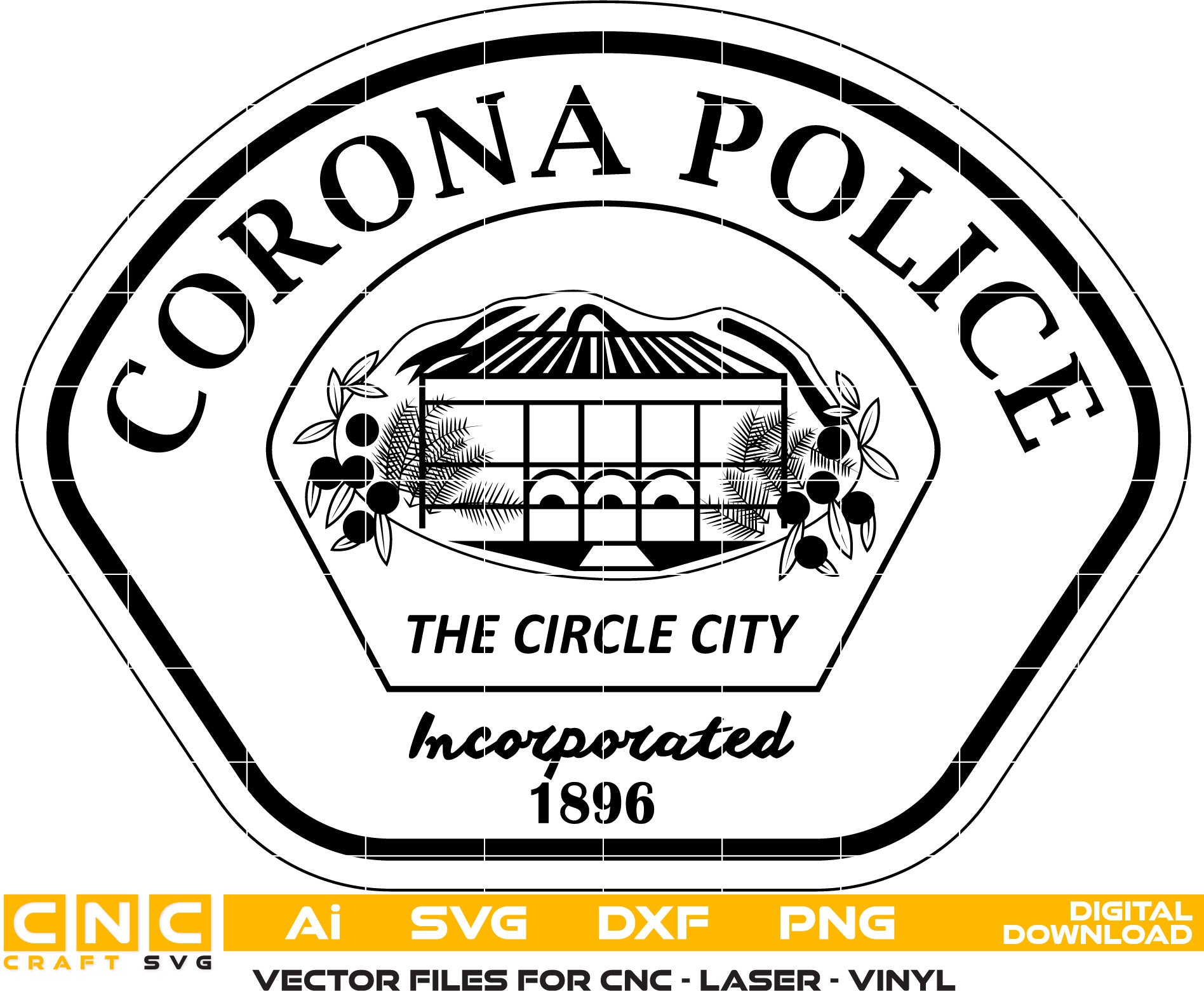 Corona Police Badge, Corona Police seal,Police Badge, Corona vector art