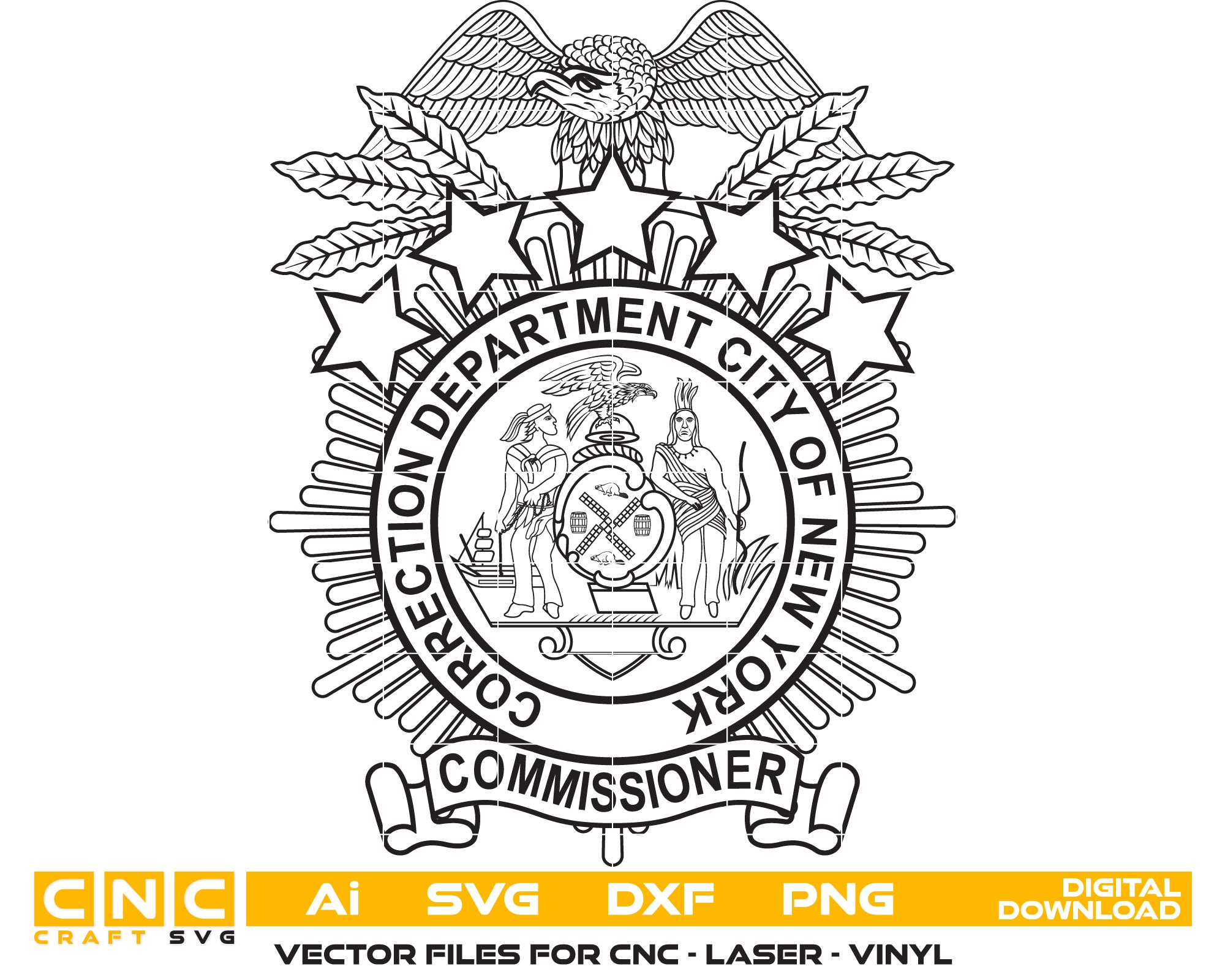 Correction Department City of New York Badge Vector Art, Ai,SVG, DXF, PNG, Digital Files