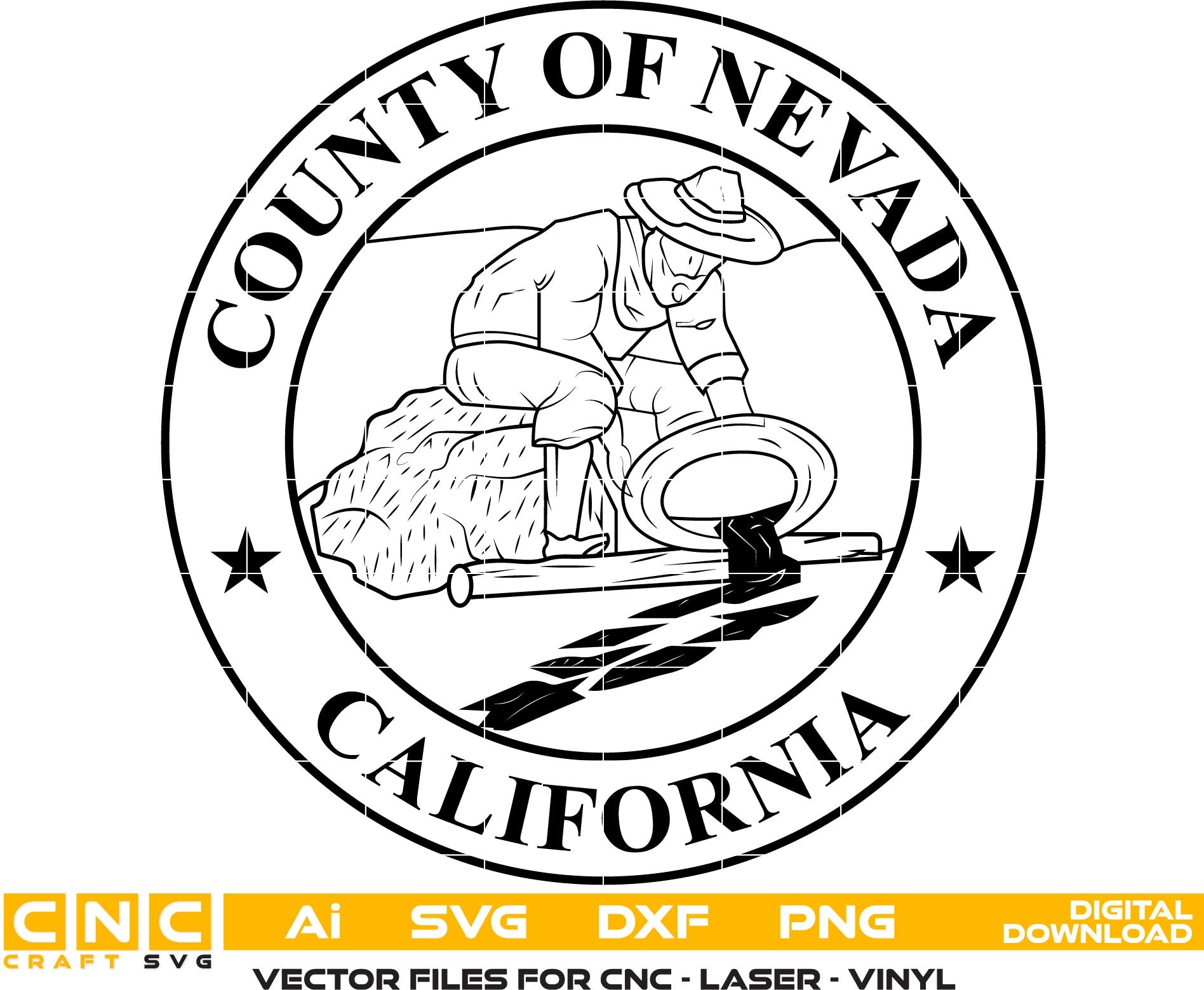 County of Nevada California Seal Vector art Svg/ Dxf/ Jpg/ Png/ and Ai files For laser engraving/ woodworking/ acrylic painting and all printing machines.