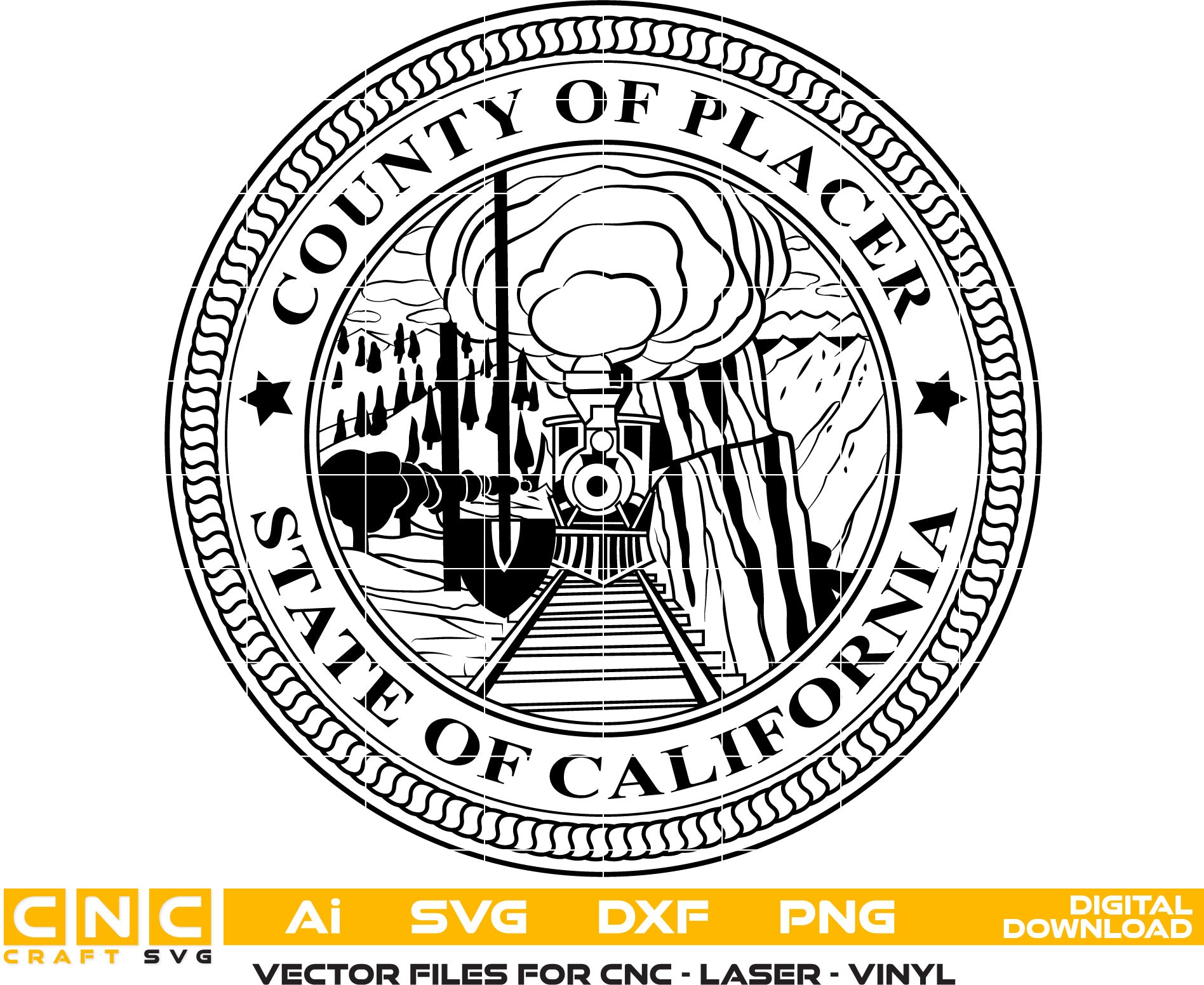 County of Placer Seal, California Seal Vector Art, County of Placer logo, Digital File