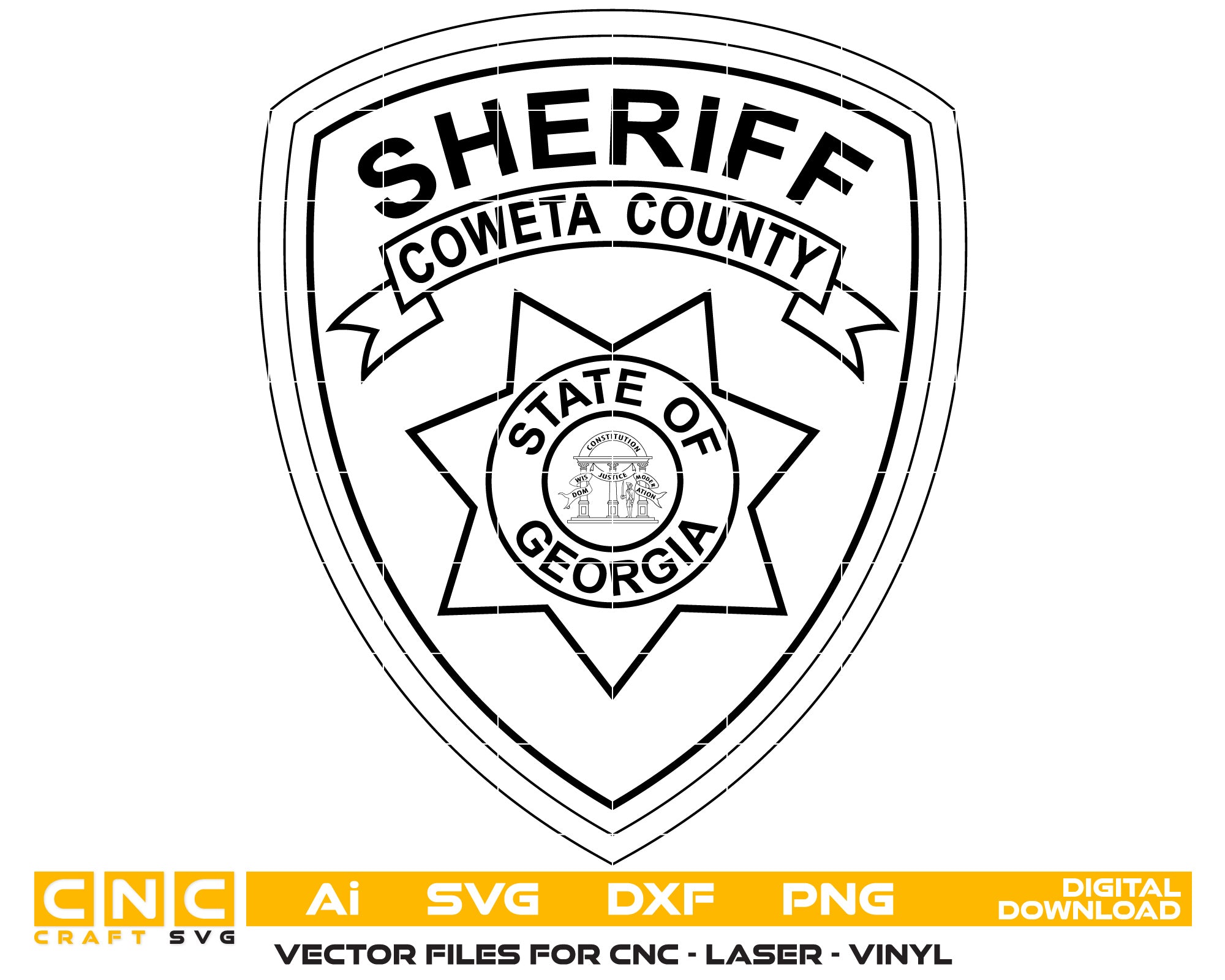 Coweta County Sheriff Badge Vector Art, Ai,SVG, DXF, PNG, Digital Files