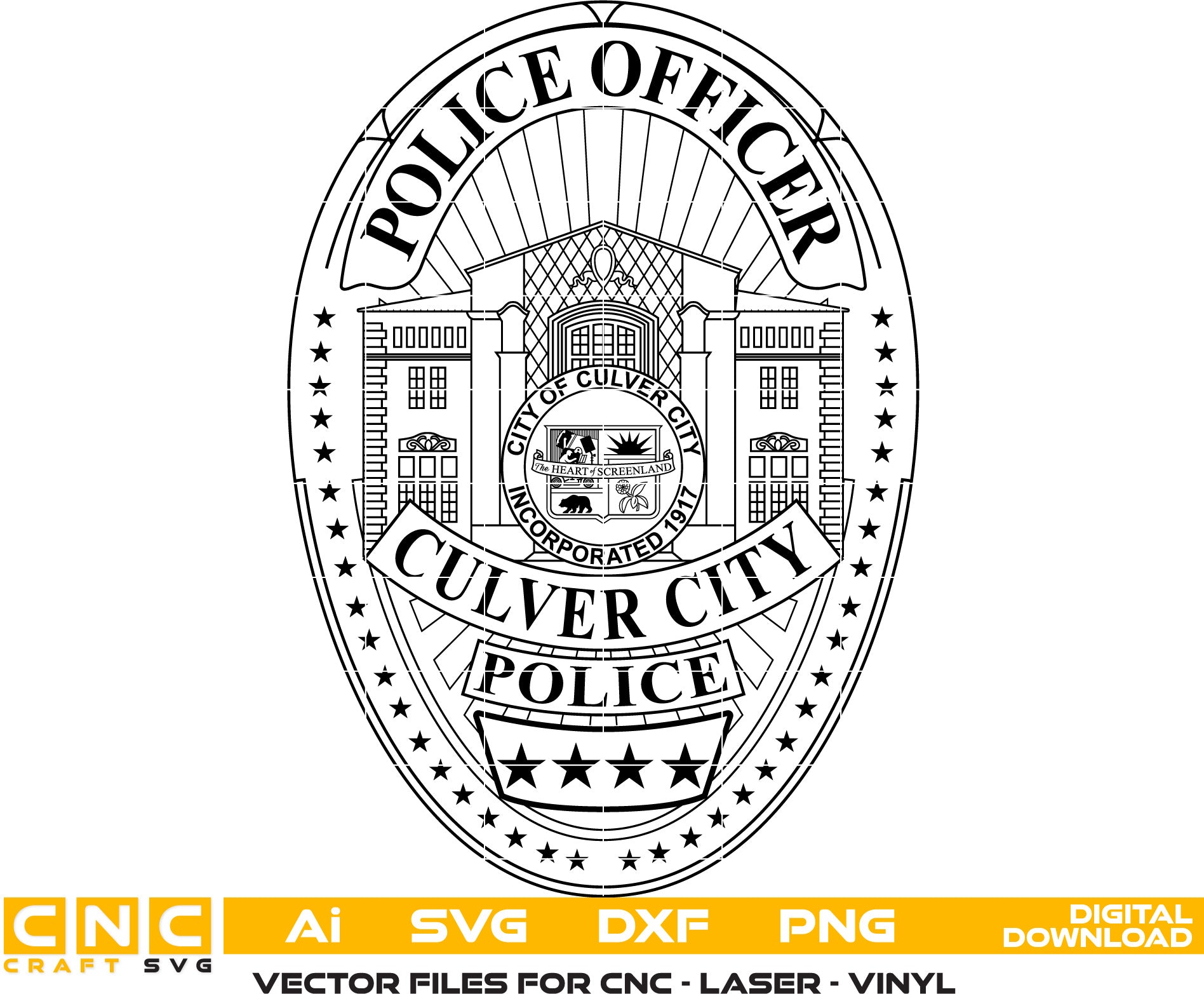 Culver City Police Officer Badge, Culver City Police Badge, Police Officer Badge Vector art