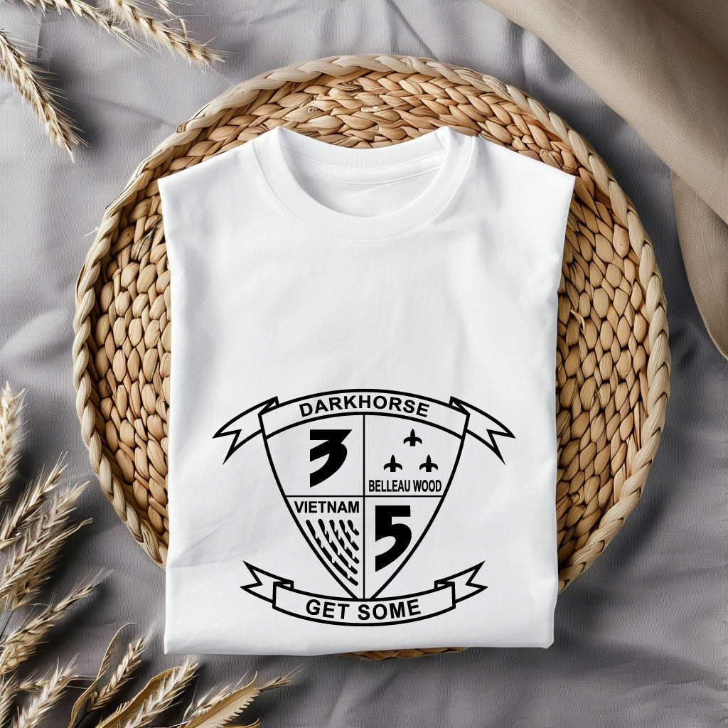 Dark Horse 3rd Battalion 5th Marines Insignia Patch SVG, Marine Corps Vector, 3/5 Marines Logo, Dark Horse Battalion Patch, Military Patch Design