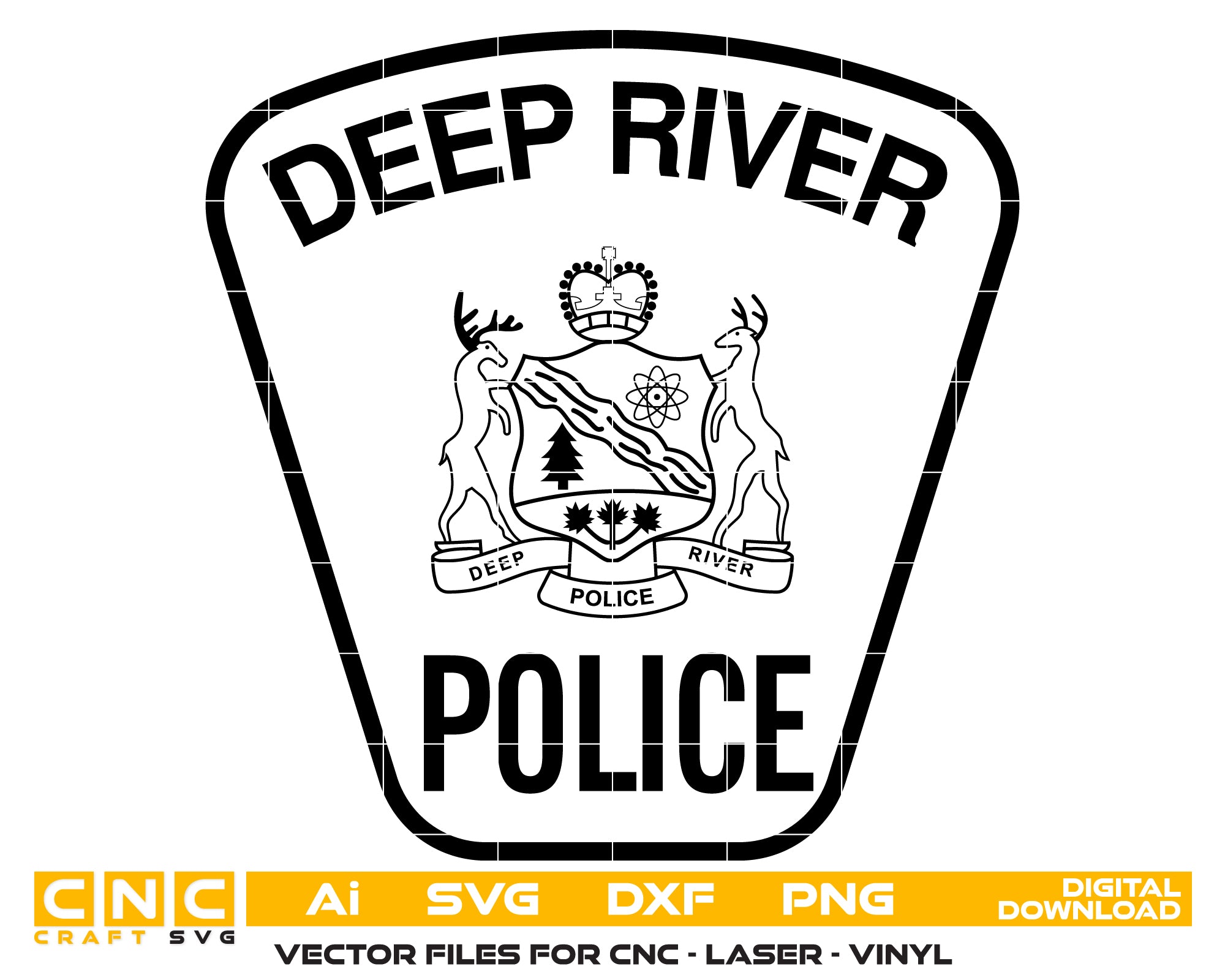 Deep River Police Patch SVG, Deep River Police Patch Vector, Police Department Patch SVG, Law Enforcement Patch Vector, City Police Patch SVG