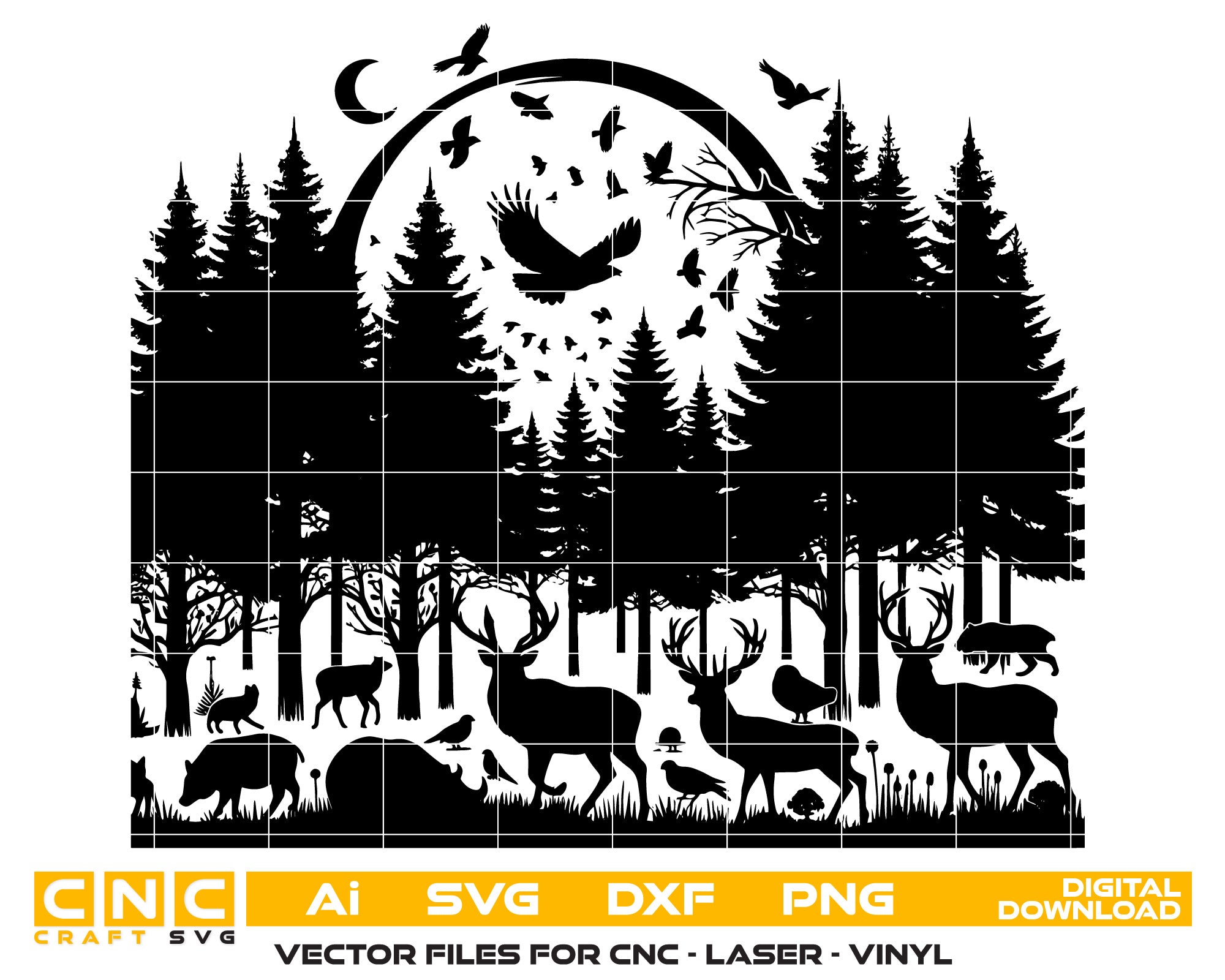 Deer and Tree Element SVG