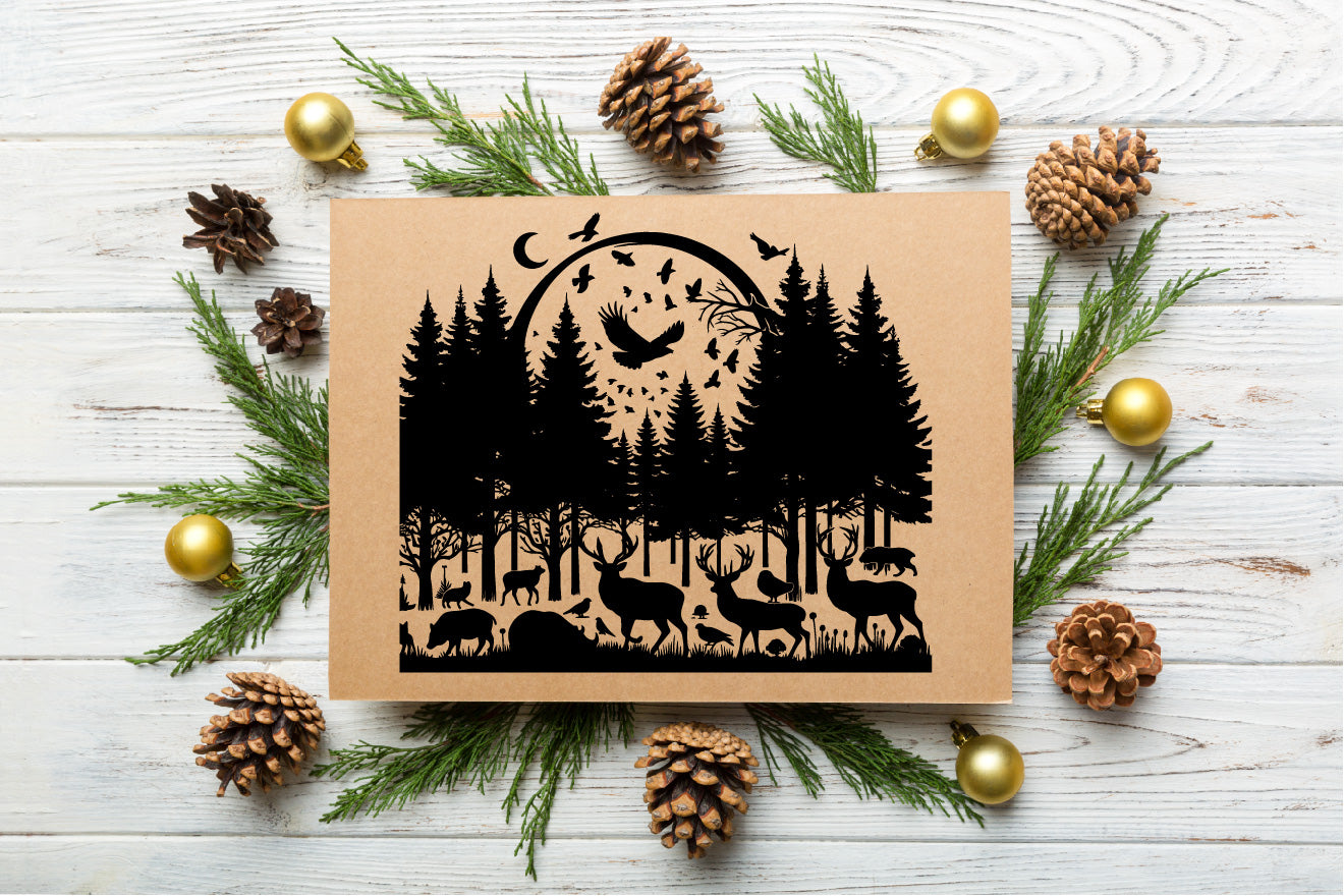 Deer and Tree Element SVG