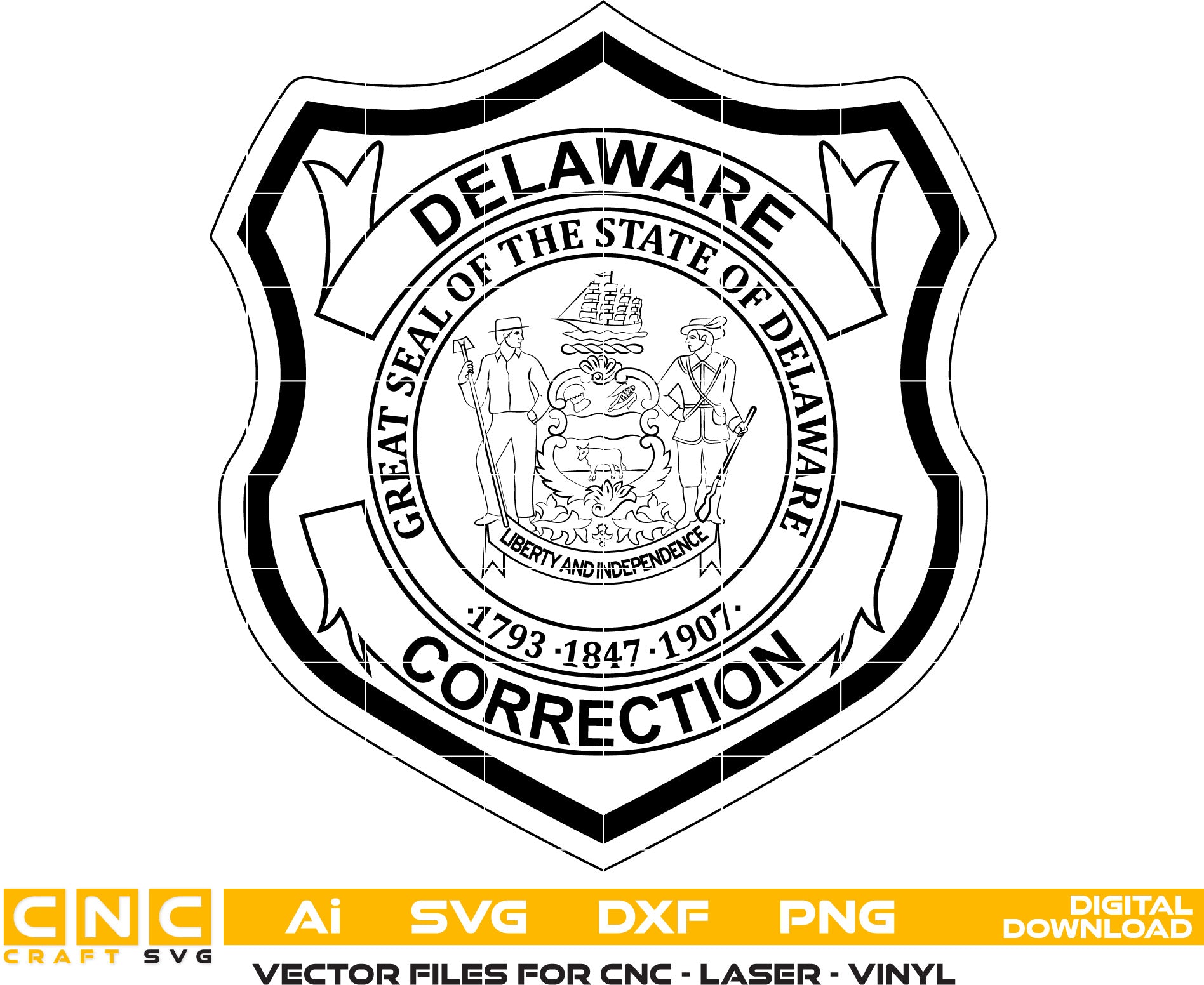 Delaware Correction Officer Badge, Correction Officer seal, Correction Officer vector art