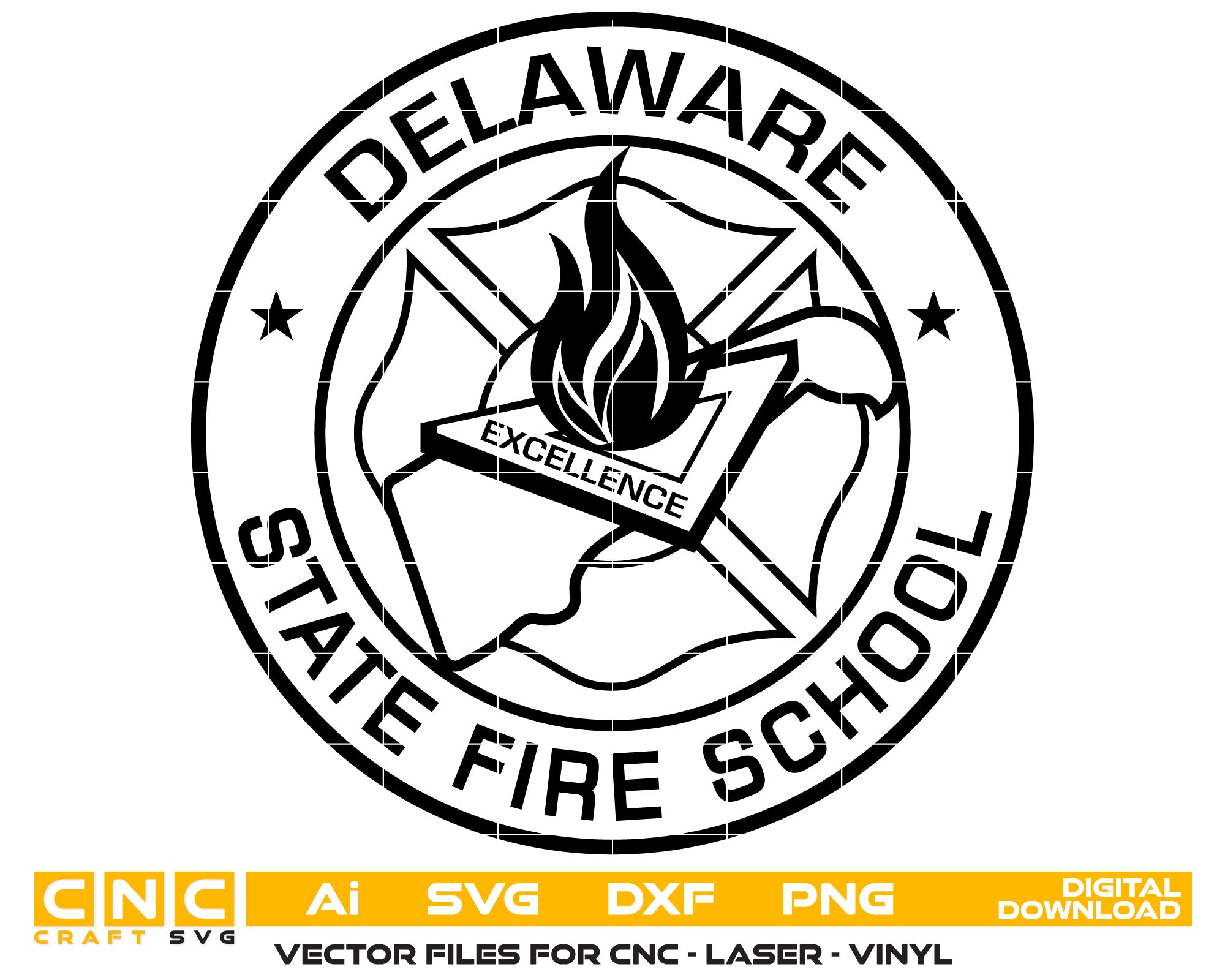 Delaware State Fire School Vector Art, Ai,SVG, DXF, PNG, Digital Files