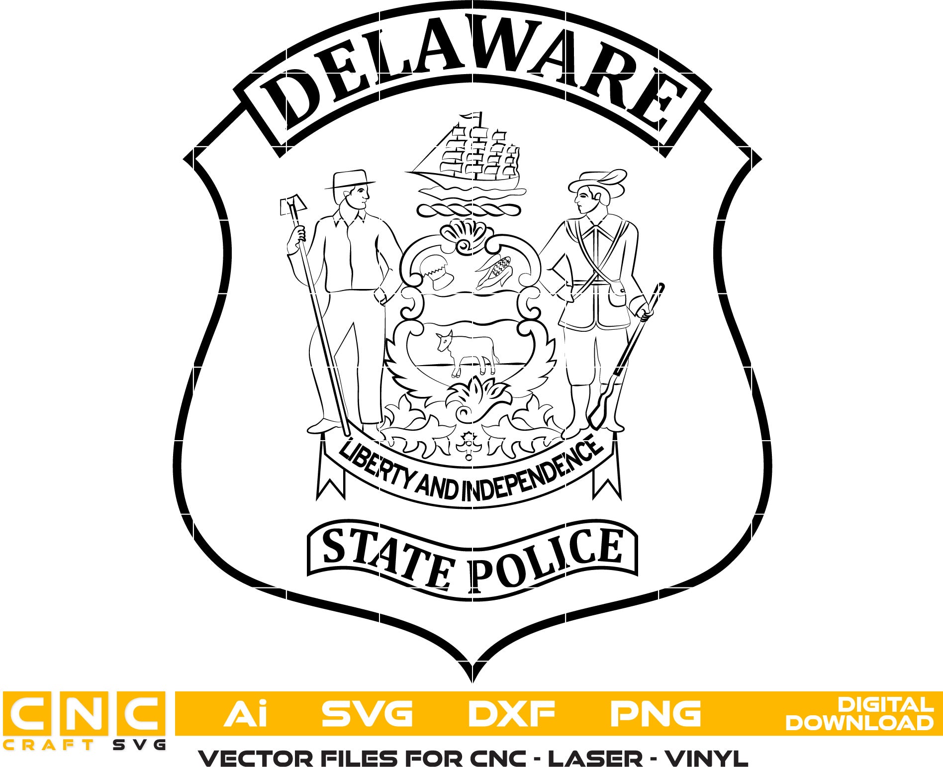 Delaware State Police Badge, Delaware vector art, Digital File