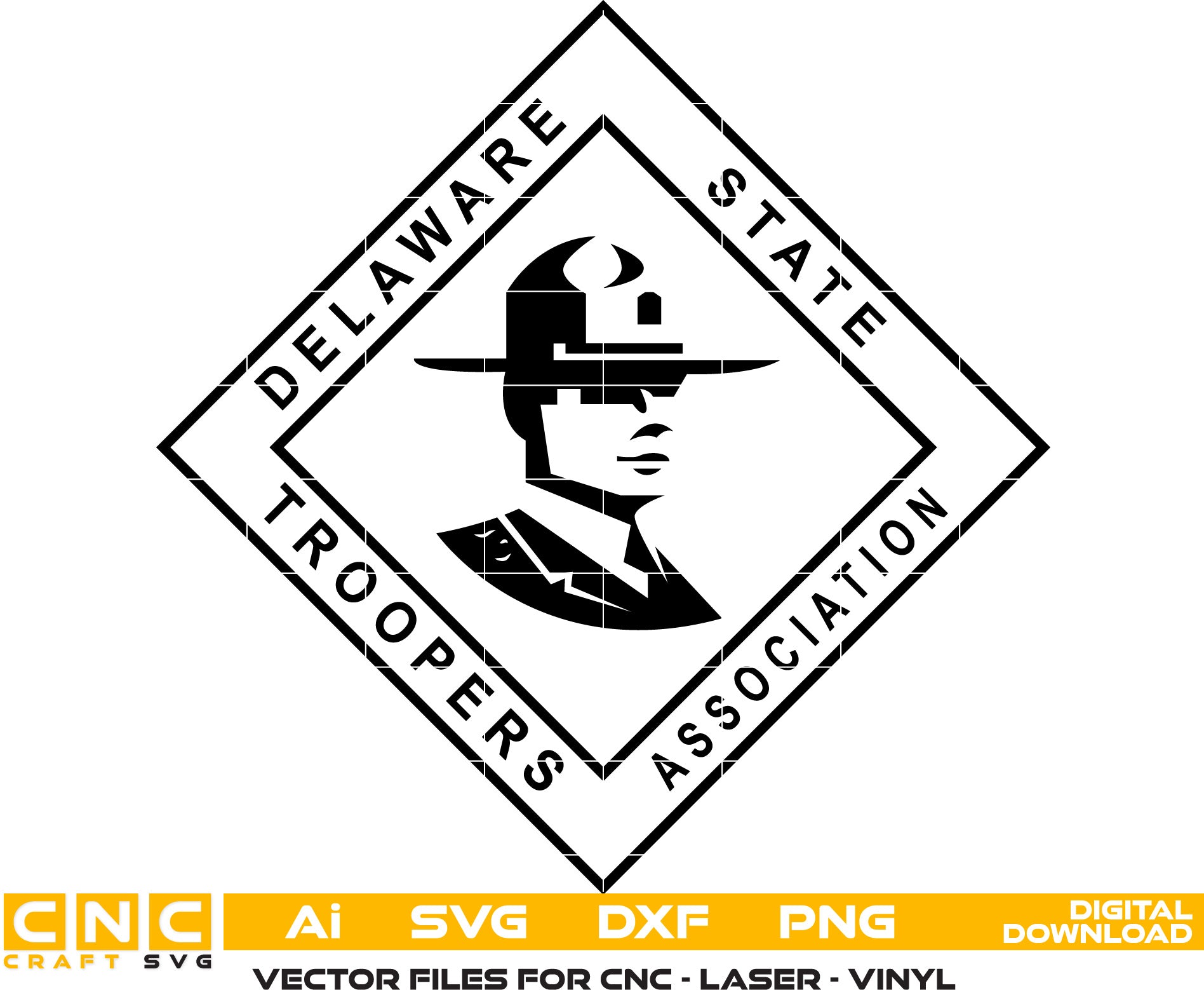 Delaware State Troopers Association Badge, Troopers Association vector art, Digital File