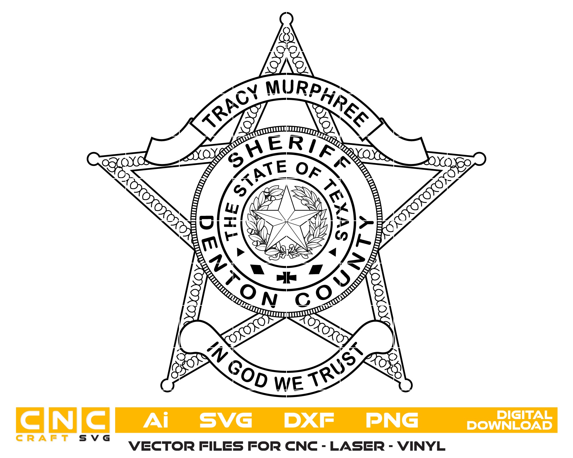 Denton County Sheriff’s Office Badge SVG, Texas Sheriff Badge Vector, Denton County Law Enforcement Emblem, Texas Police Badge SVG, Sheriff Department Seal