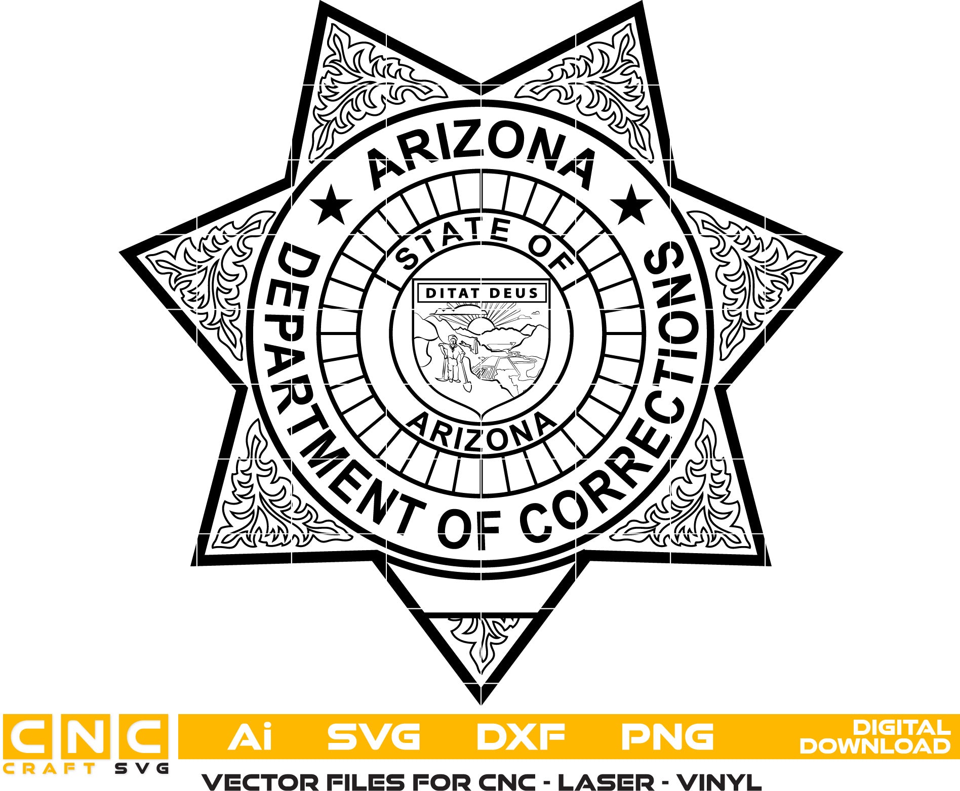 Dept. of Corrections Arizona Badge, Arizona Badge, Dept. of Corrections Badge, Vector art