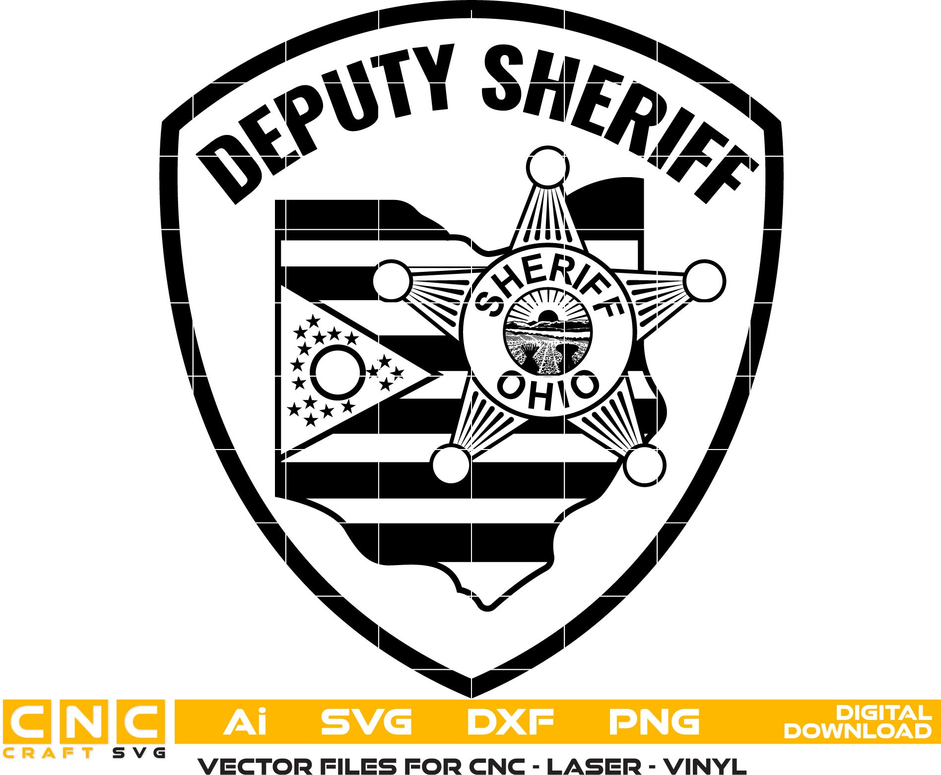 Ohio Deputy Sheriff Badge Vector Art - Laser Engraving Svg Files