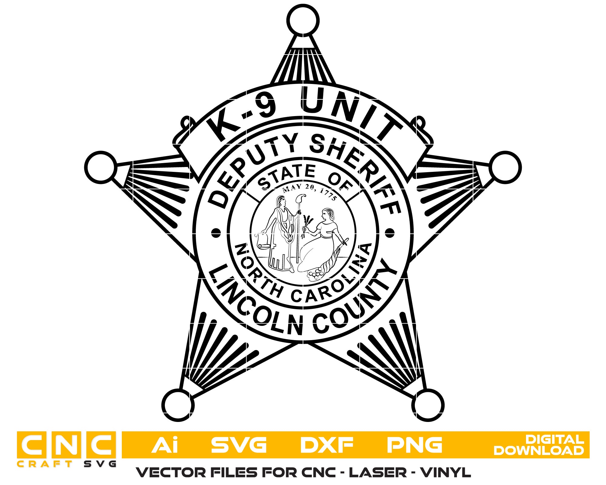 Deputy Sheriff Lincoln County Vector Art, Ai,SVG, DXF, PNG, Digital Files