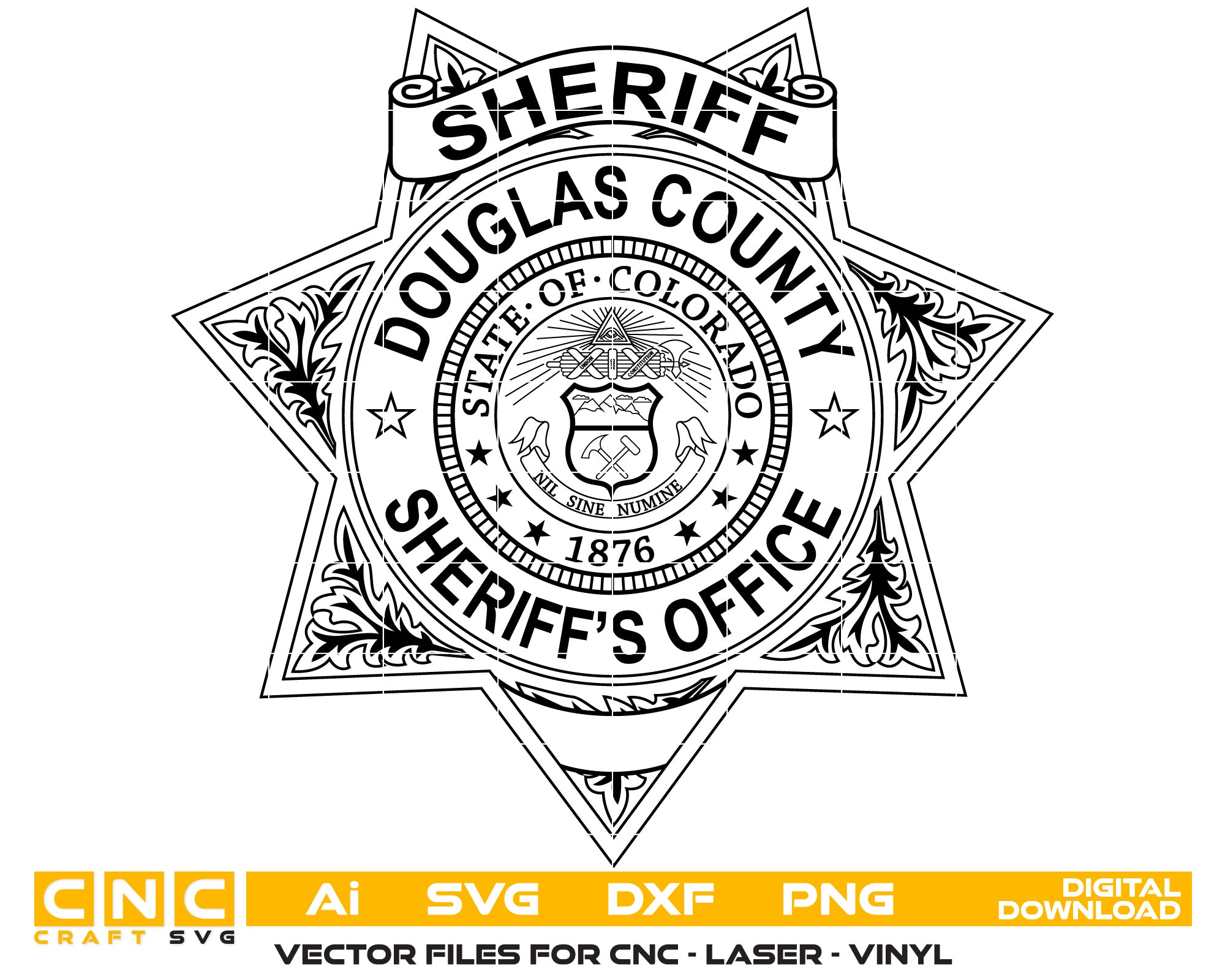 Douglas County Sheriff Badge Vector Art, Ai,SVG, DXF, PNG, Digital Files