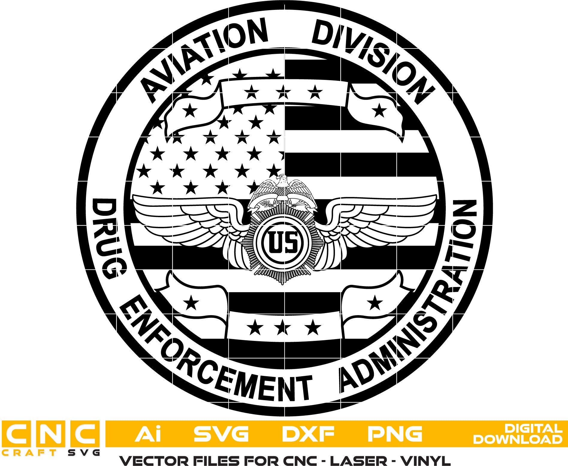 DEA Aviation Division Patch Vector Art - Laser Engraving SVG Dxf Png Ai Files