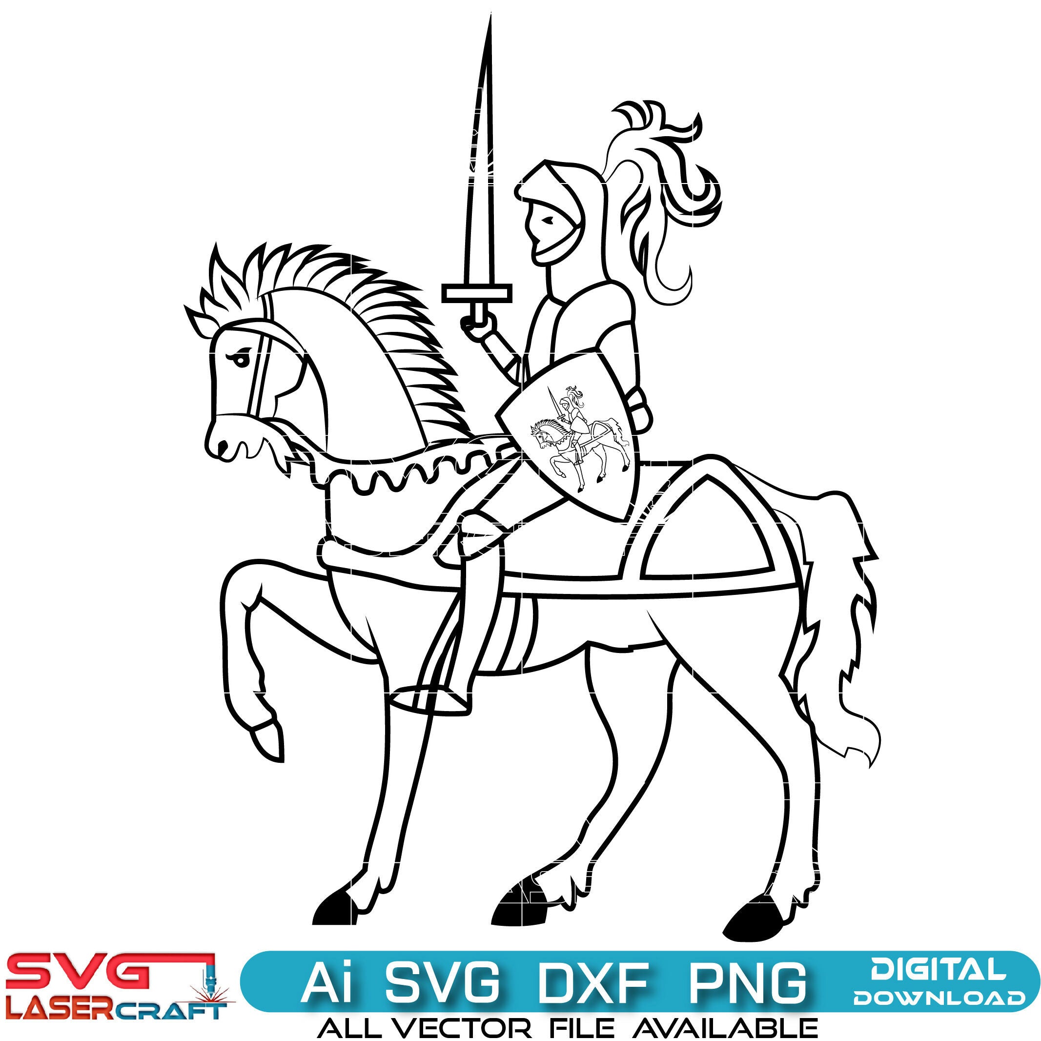 Knight And Horse Vector Art