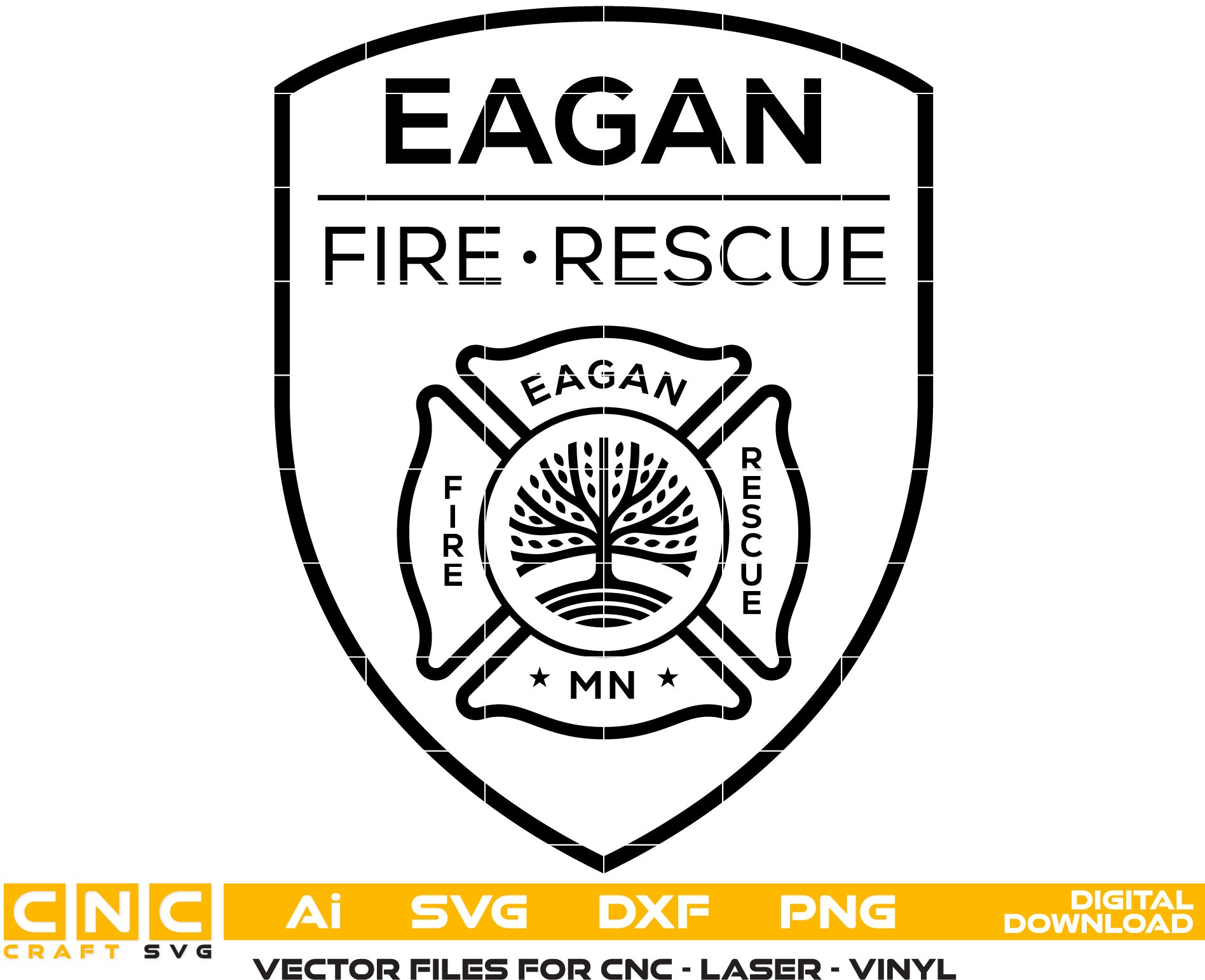 Eagan Fire Rescue Badge Vector Art, Ai,SVG, DXF, PNG, Digital Files for Laser Engraving, Woodworking & Printing