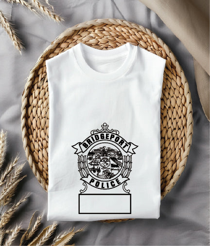 Early Bridgeport Police Hat Badge SVG digital download, Connecticut police hat emblem vector design for Cricut, Silhouette, CNC, engraving, and law enforcement crafts.